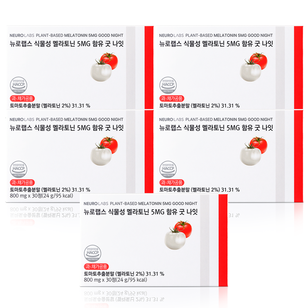 뉴로랩스 식물성 멜라토닌 5MG 함유 굿 나잇 30정, 6개 - 상품 이미지