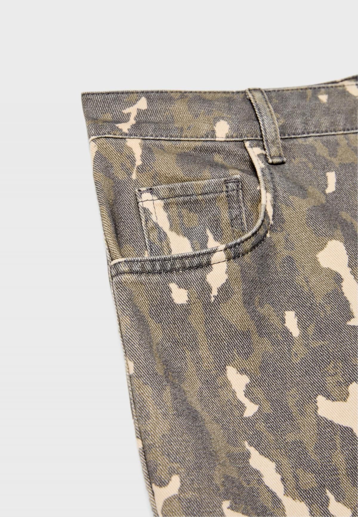 스트라디바리우스 카모플라주 프린트 스트레이트핏 와이드 팬츠 8292/120 KHAKI - 상세 이미지 2