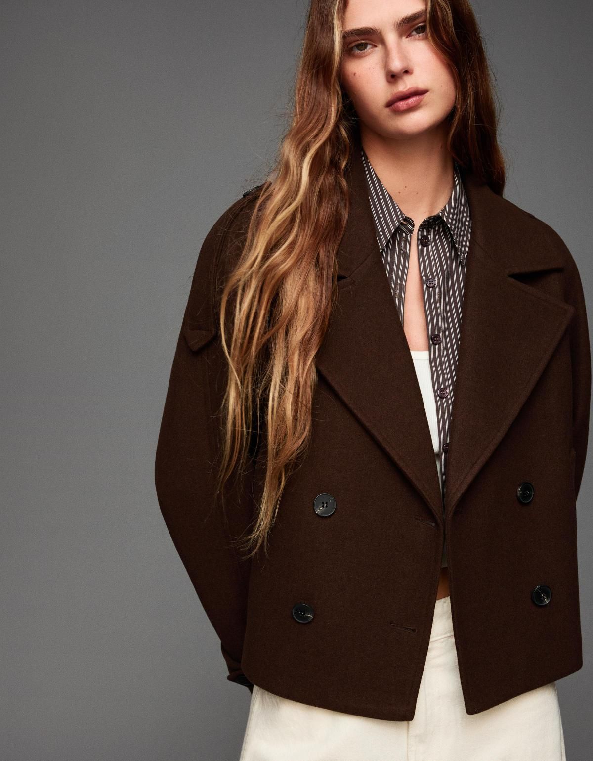 버쉬카 크롭 더블 트렌치코트 소프트 브라운 6617/706 BROWN - 상세 이미지 2