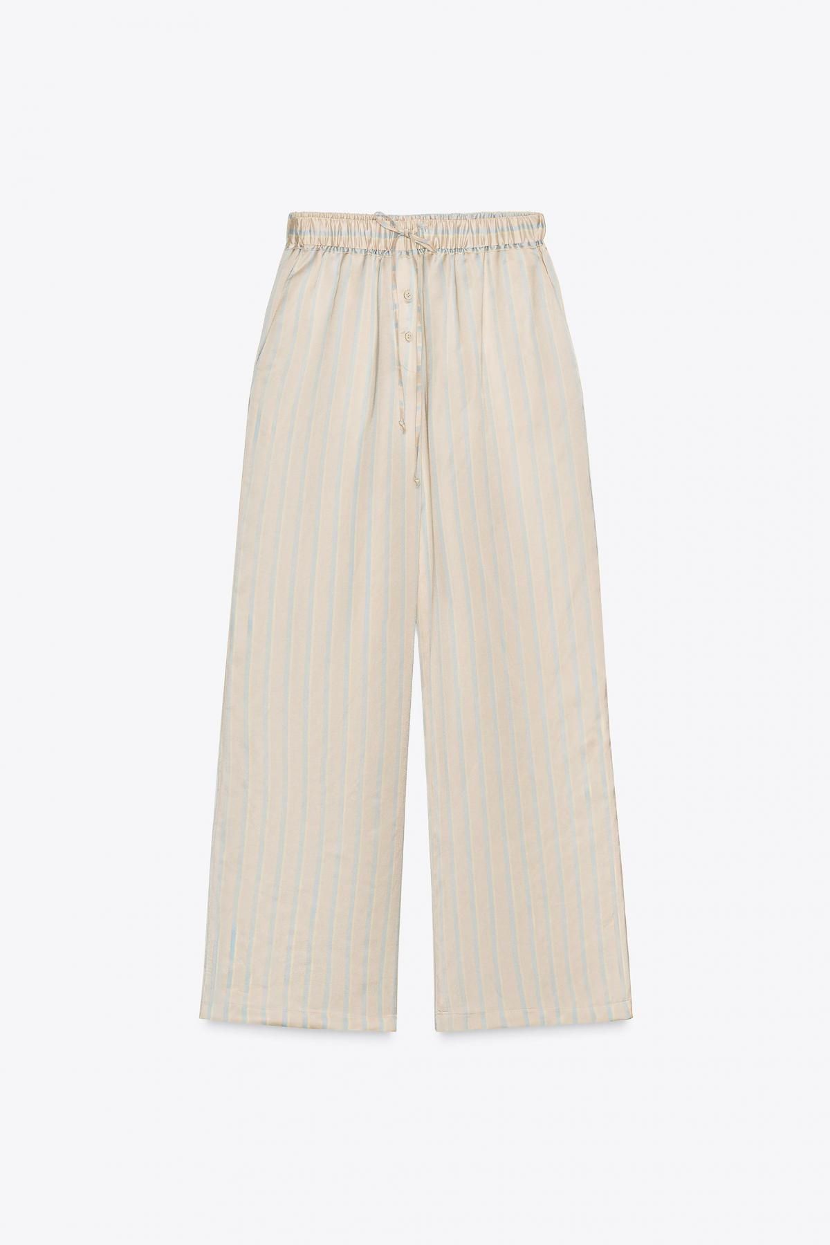 자라 스트라이프 와이드핏 실크블렌드 파자마 팬츠 7824/839 STRIPED - 메인 이미지