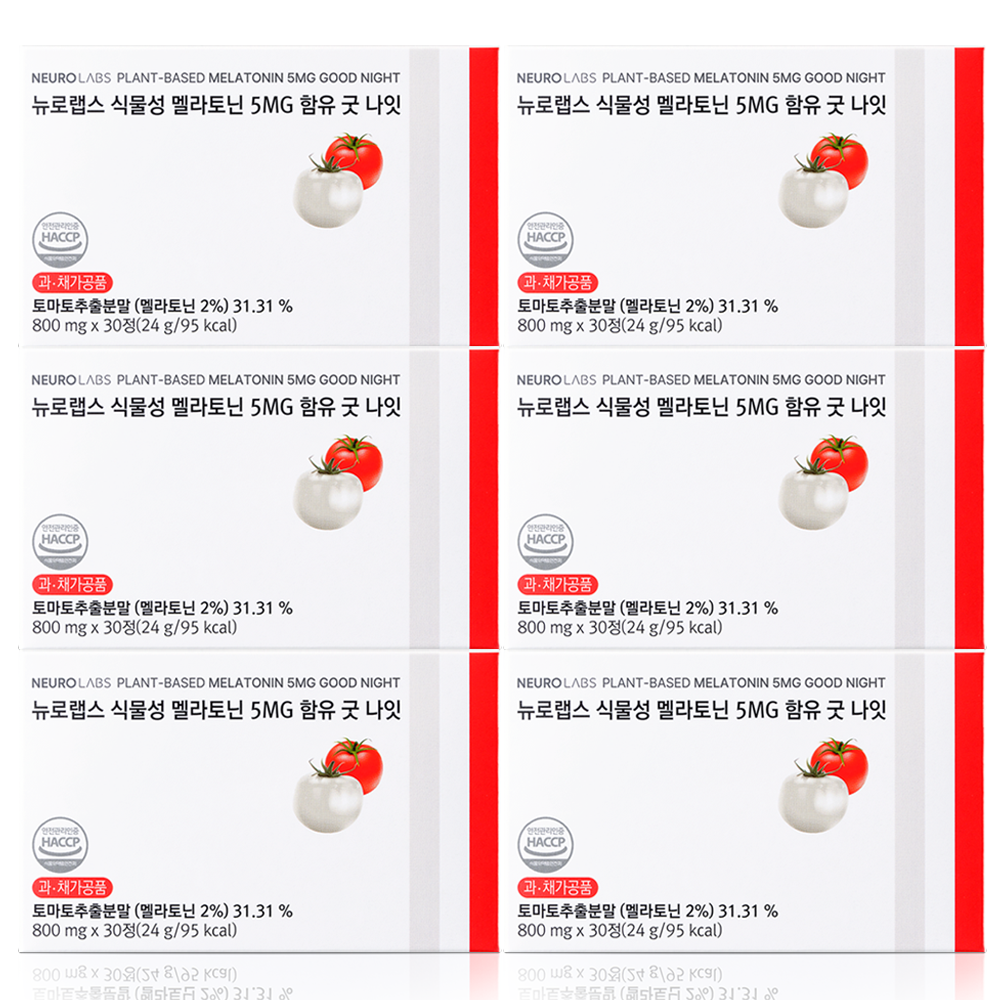 뉴로랩스 식물성 멜라토닌 5MG 함유 굿 나잇 30정, 5개 - 상품 이미지