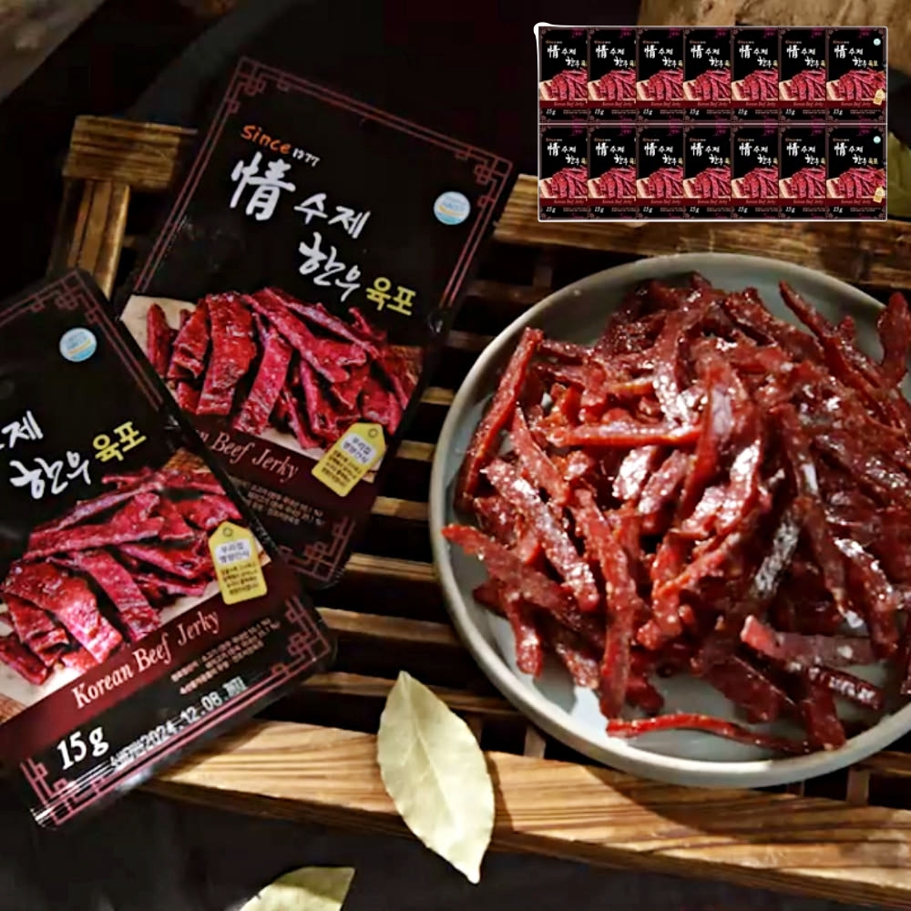 정 수제 1등급 한우 육포 15g 14봉 개별포장 부드러운 쇠고기육포