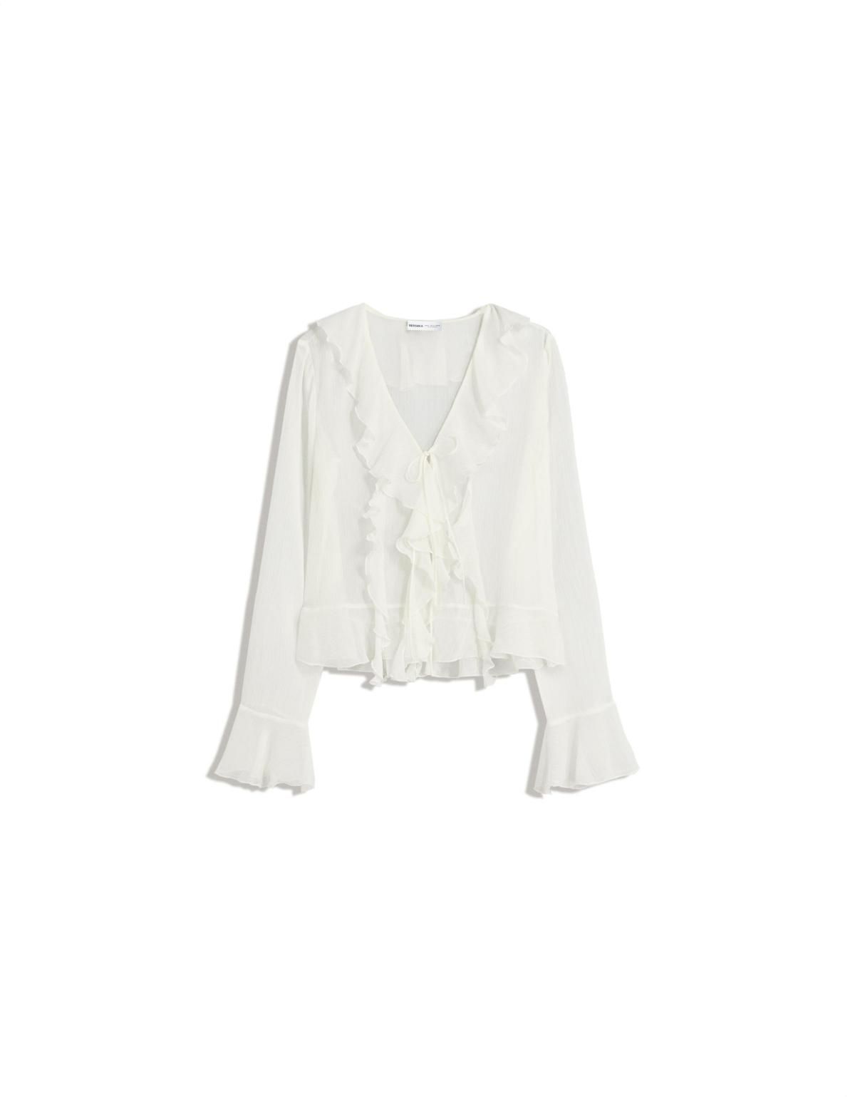 버쉬카 러플 프릴 긴팔 셔츠 화이트 6270/710 CREAM - 메인 이미지