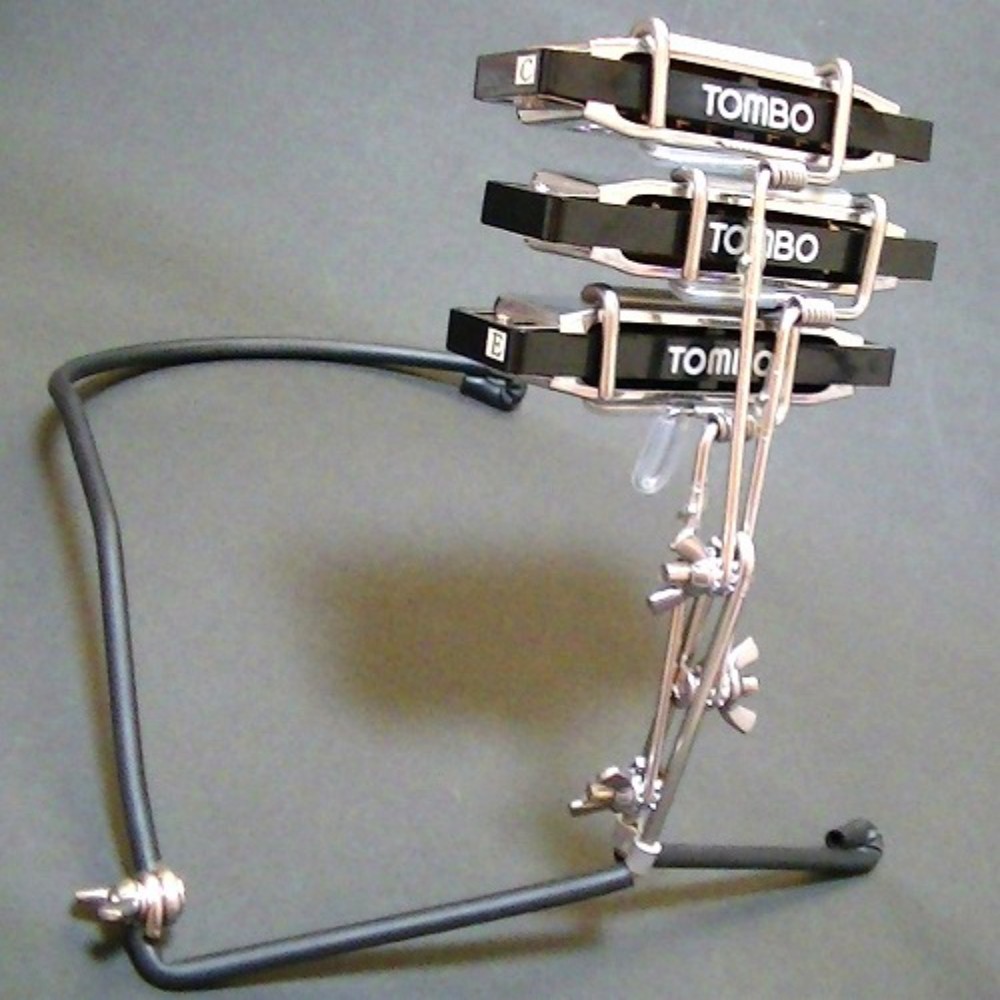 박창근 사용 수제 하모니카 트리플 3단 홀더 10홀 전용 오른손잡이용 일본제 - 상품 이미지