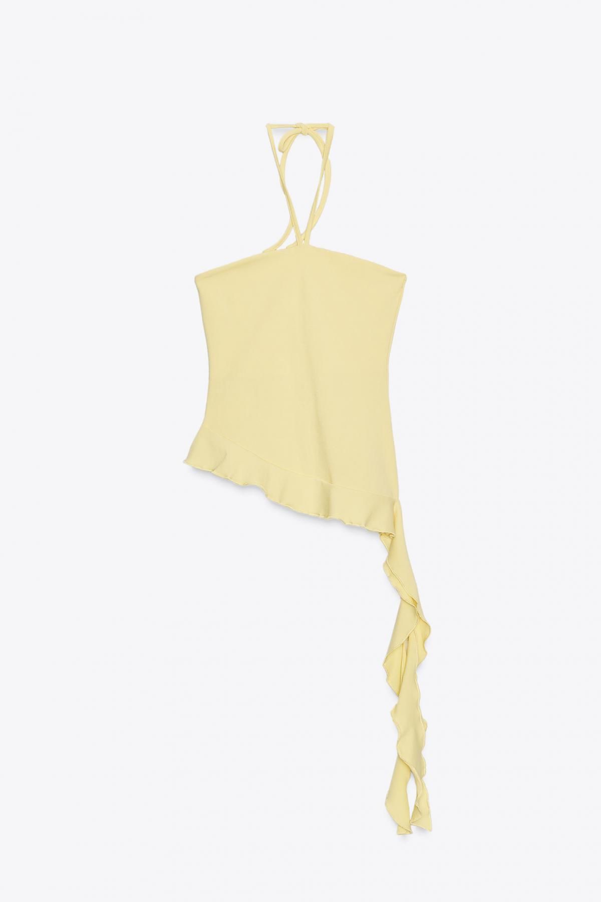 자라 트렌디 텍스처드 러플 홀터넥 민소매 탑 3641/810 YELLOW - 메인 이미지