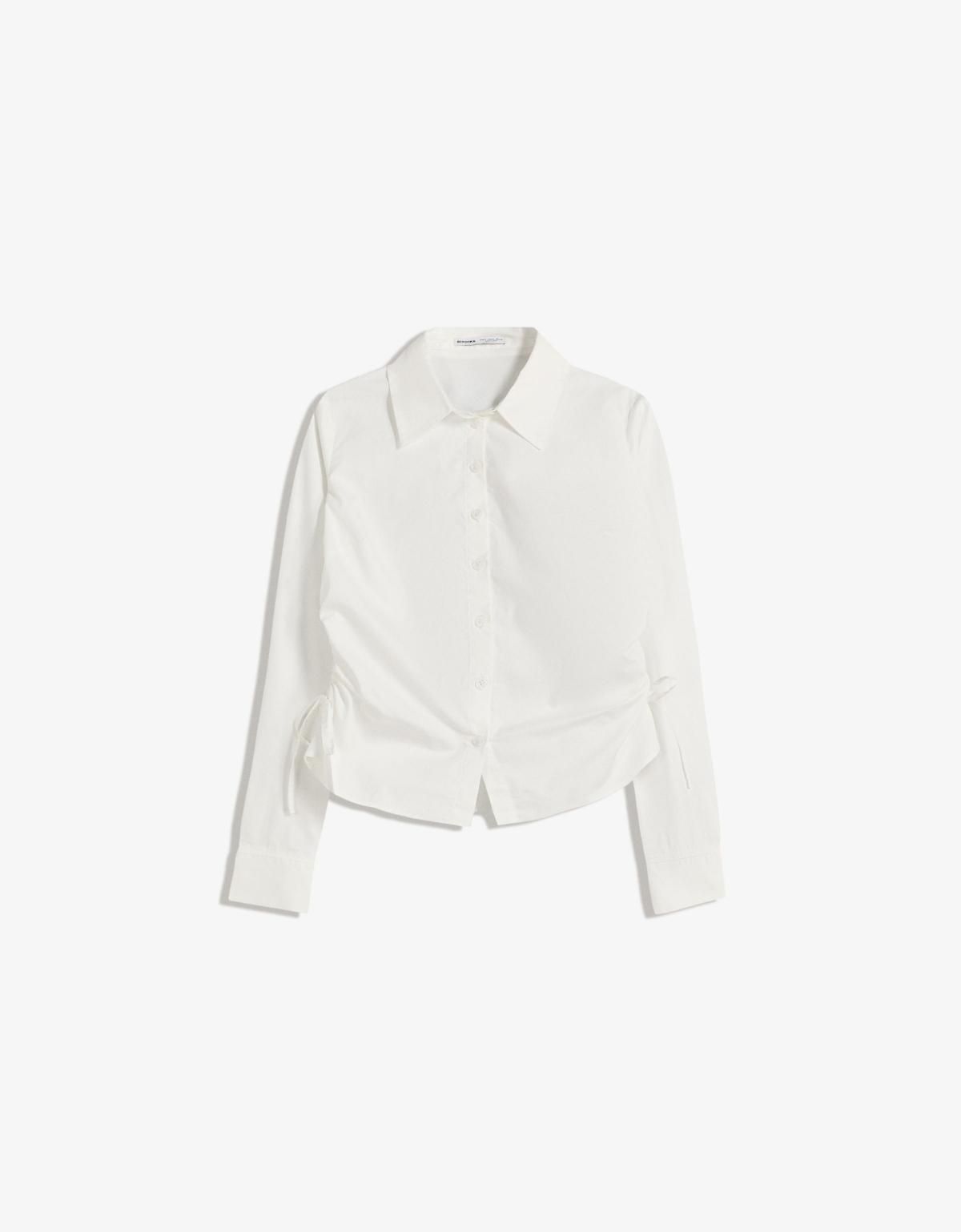 버쉬카 슬림핏 셔링사이드 긴팔셔츠 6266/710 WHITE - 메인 이미지