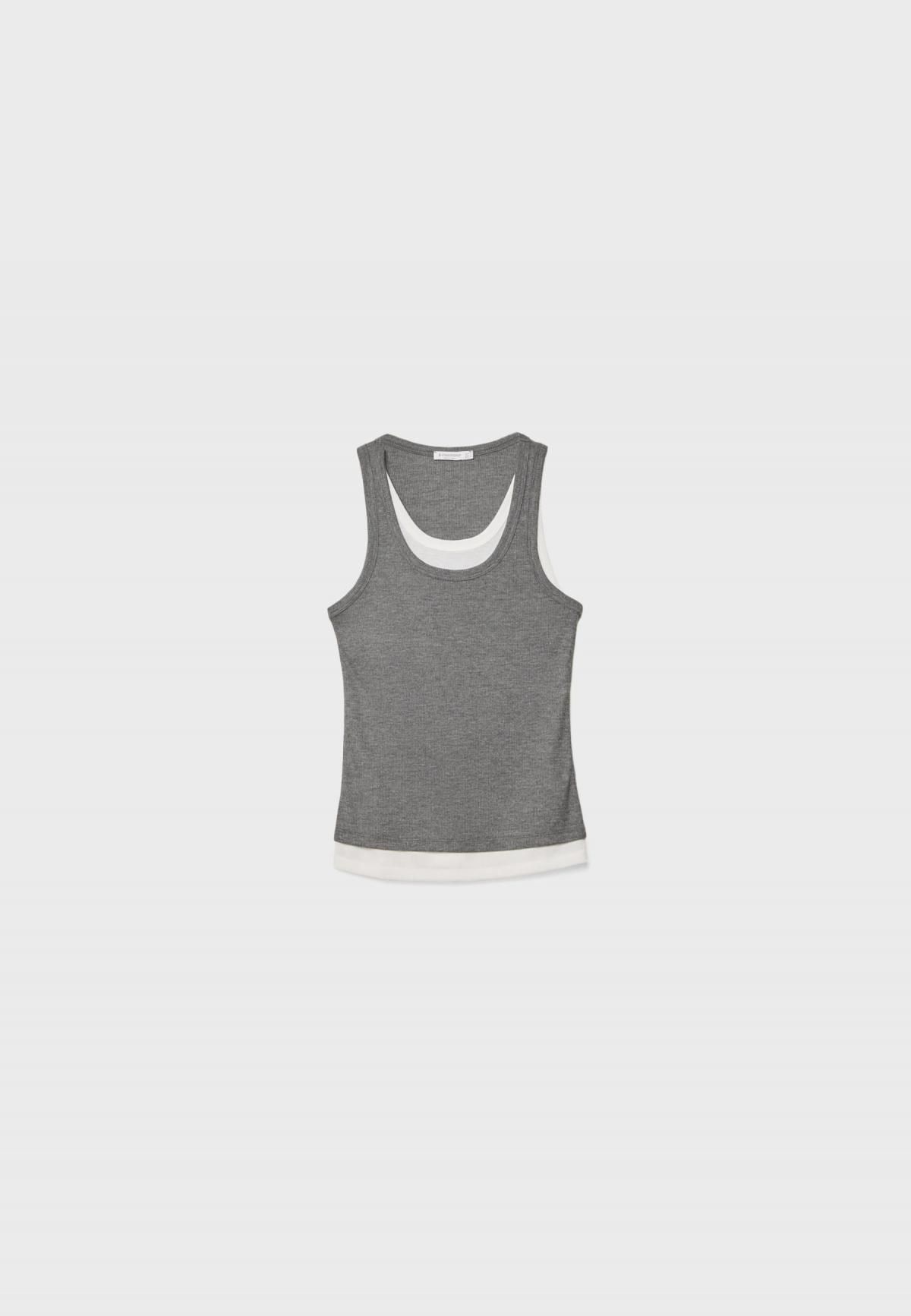 스트라디바리우스 레이어드 더블 레이서백 민소매 티셔츠 6758/511 DARK GREY - 상품 이미지