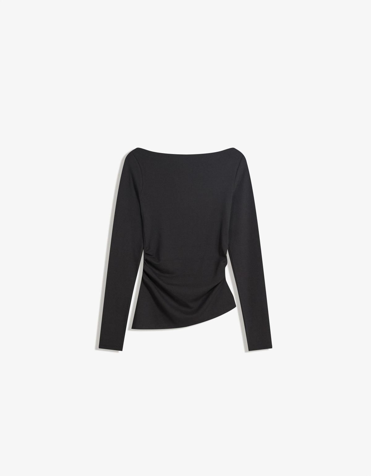 버쉬카 모던 언발란스 긴팔 티셔츠 7545/360 BLACK - 상품 이미지