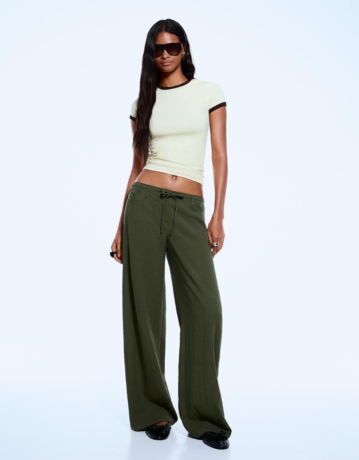 버쉬카 카키 내추럴 루스핏 와이드 팬츠 5093/741 GREEN - 상세 이미지 3