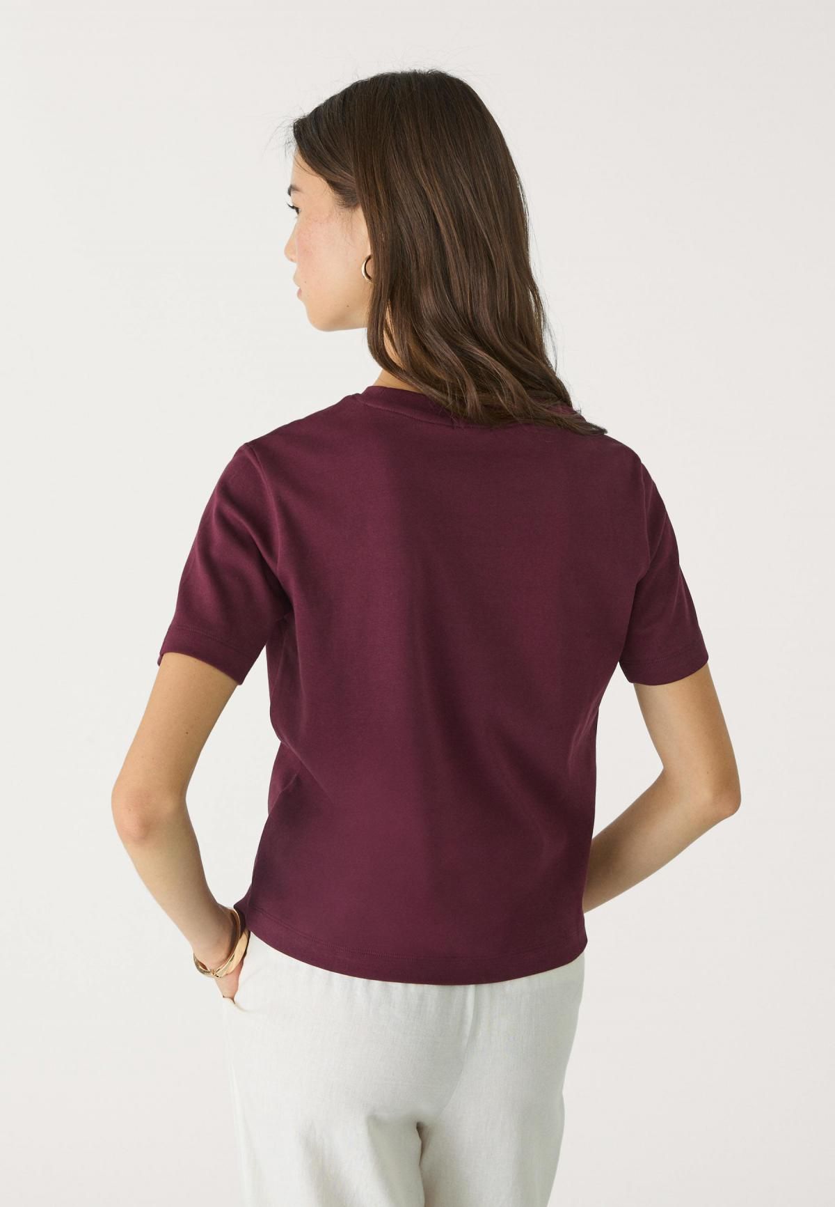 스트라디바리우스 헤비웨이트 베이직 레귤러핏 라운드넥 반팔 티셔츠 버건디 6516/883 AUBERGINE - 상세 이미지 2