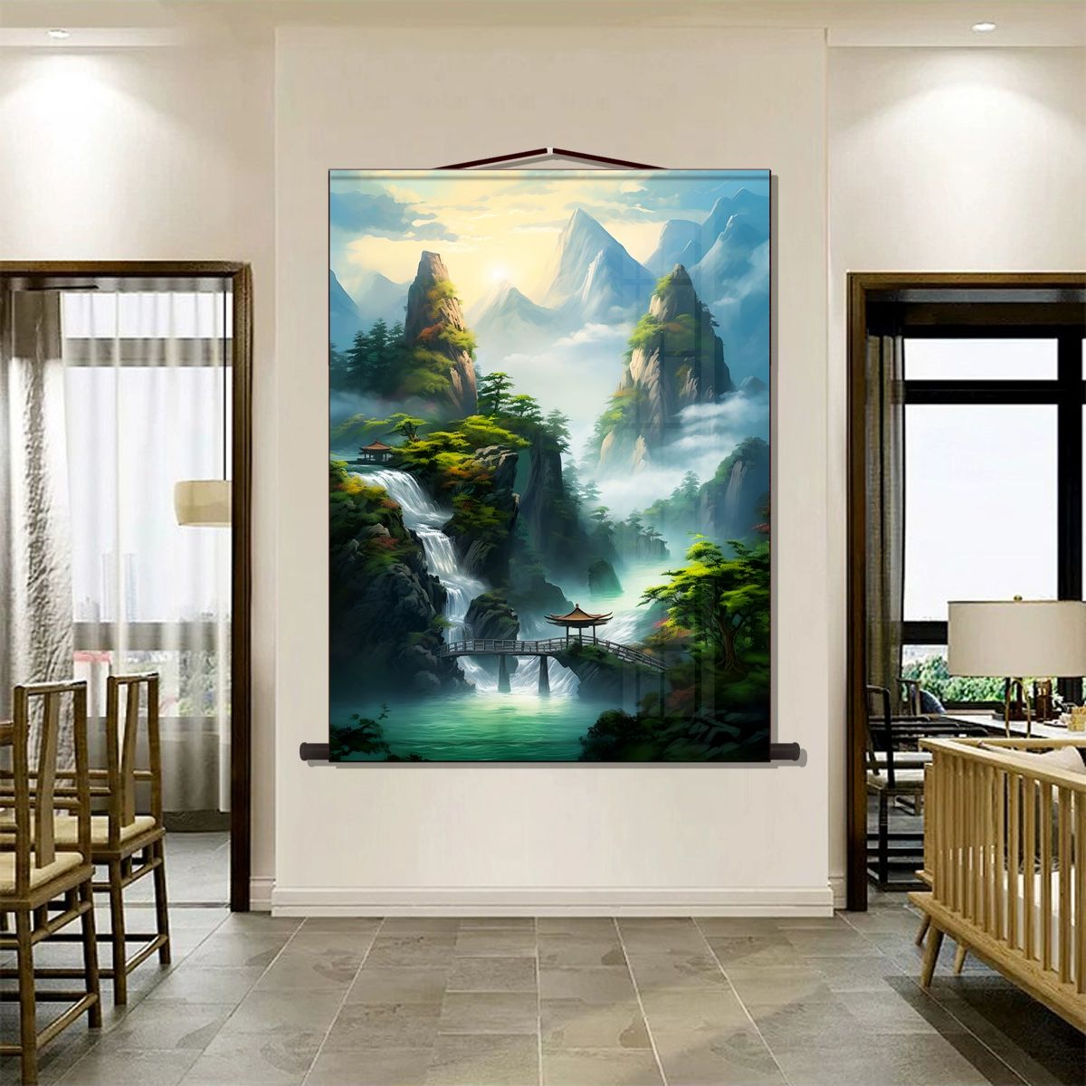 특 대형 명화그리기 쉬운그림 액자 풍경화 추상화 명화 스타일 C 전체 삼척삼 80cmx높이 110cm 완제품 롤스크린 그림 - 상세 이미지 3