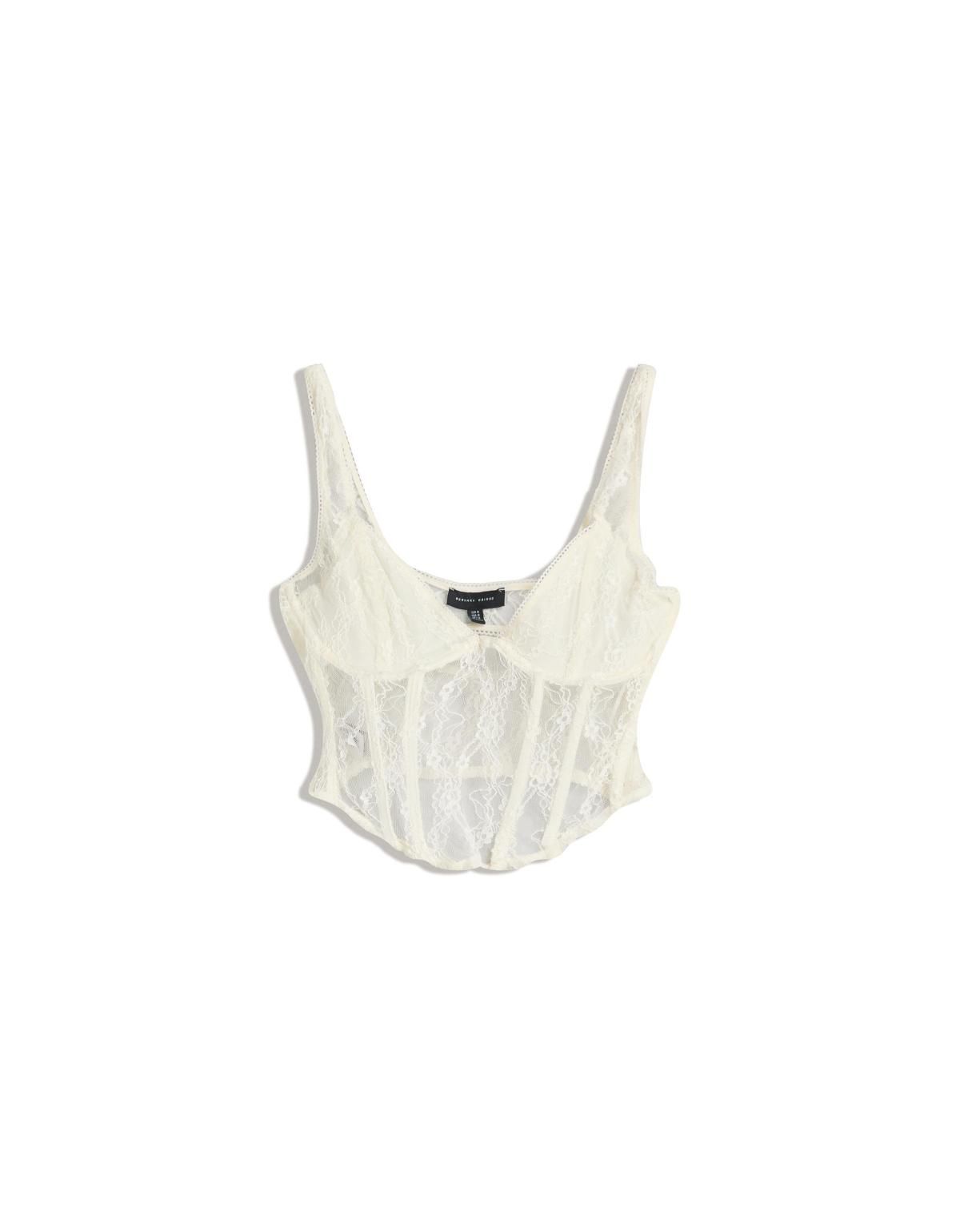 버쉬카 레이스 슬리브리스 코르셋 탑 8766/692 CREAM - 상품 이미지