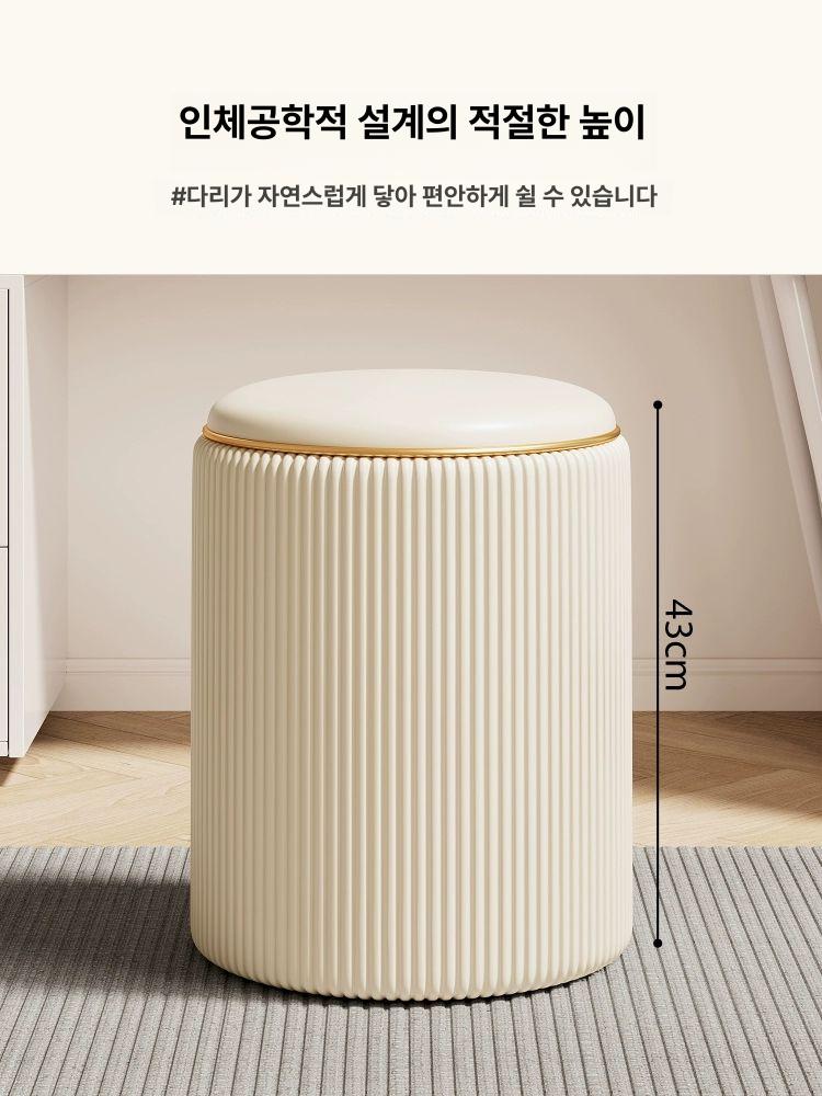 화장대의자 수납 메이크업 양털 스툴의자 가정용 밀크화이트 초극세사 고탄성 스폰지 - 상세 이미지 5