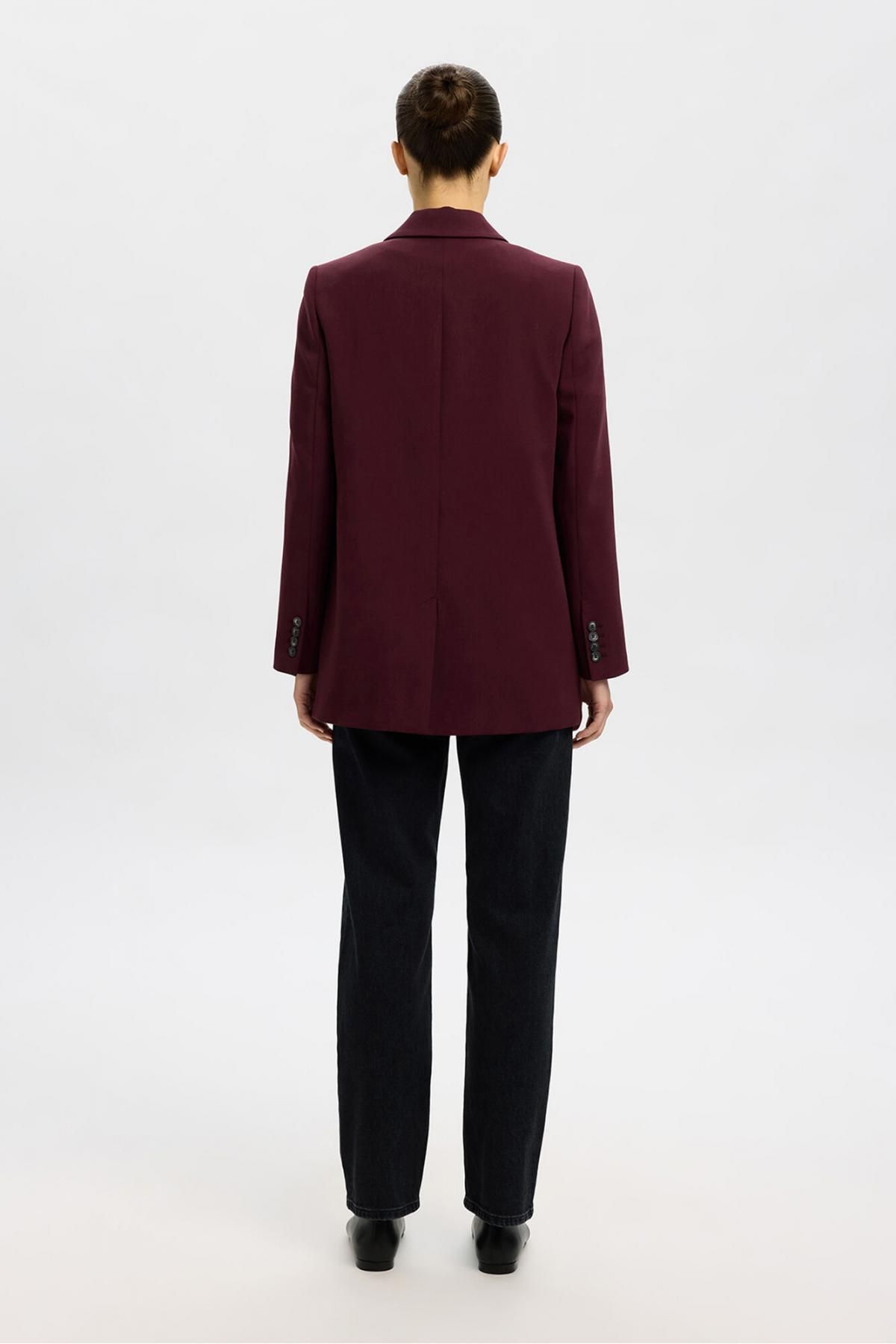 셀렉티드 버건디 릴렉스핏 테일러드 재킷 6432554 MORADO - 상세 이미지 5
