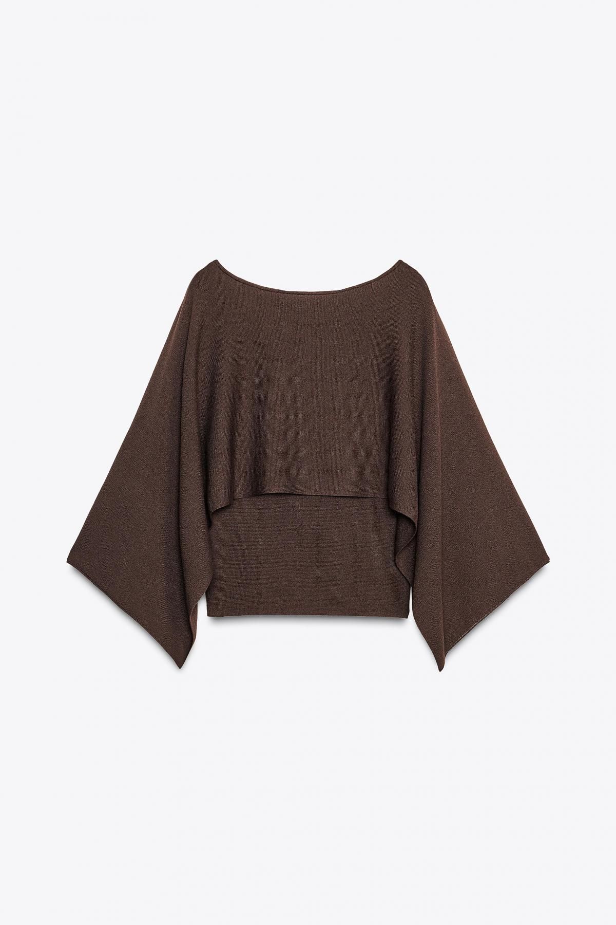자라 모던 브라운 니트 케이프 탑 3519/107 BROWN - 메인 이미지