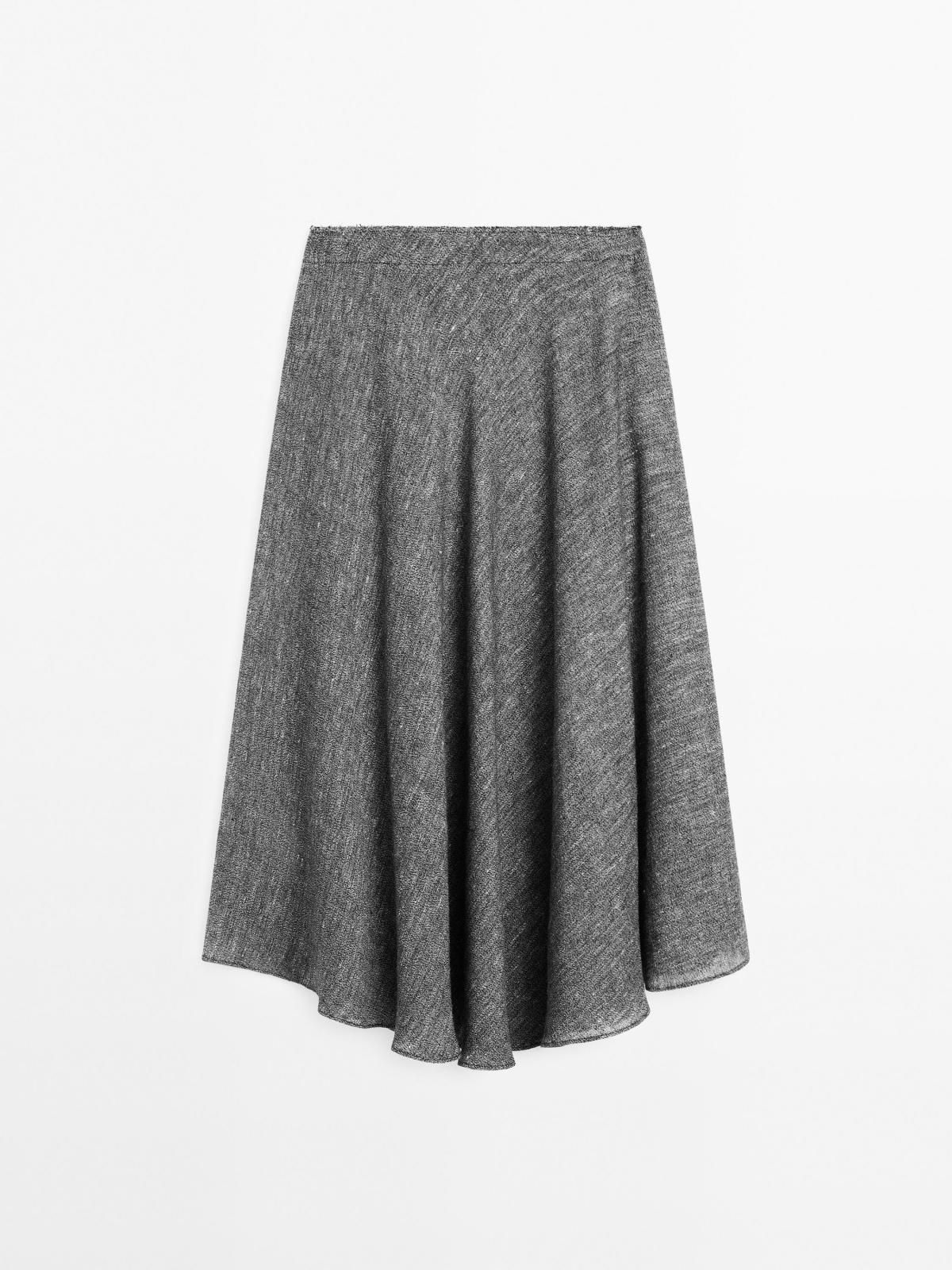 마시모두띠 테크니컬 린넨블렌드 미디 스커트 플런스 5246/592 GREY - 상품 이미지