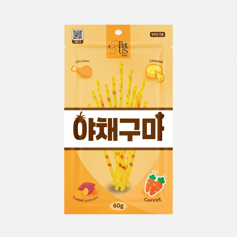 펫어스 야채구마 강아지트릿 강아지당근 당근+치킨+치즈+고구마, 60g, 1개 - 메인 이미지