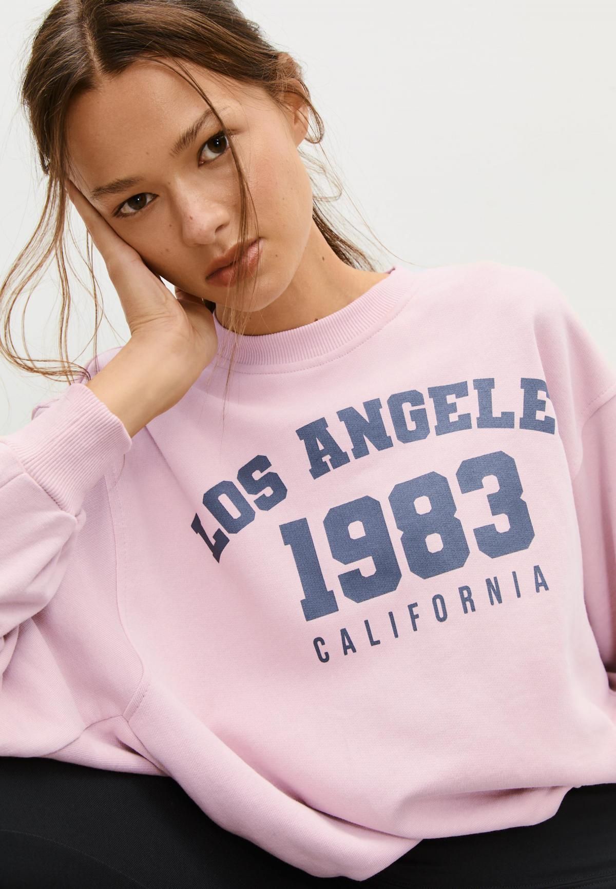 스트라디바리우스 페미닌 퍼프소매 레터링 스웨트셔츠 8733/589 BUBBLEGUM PINK - 상세 이미지 5