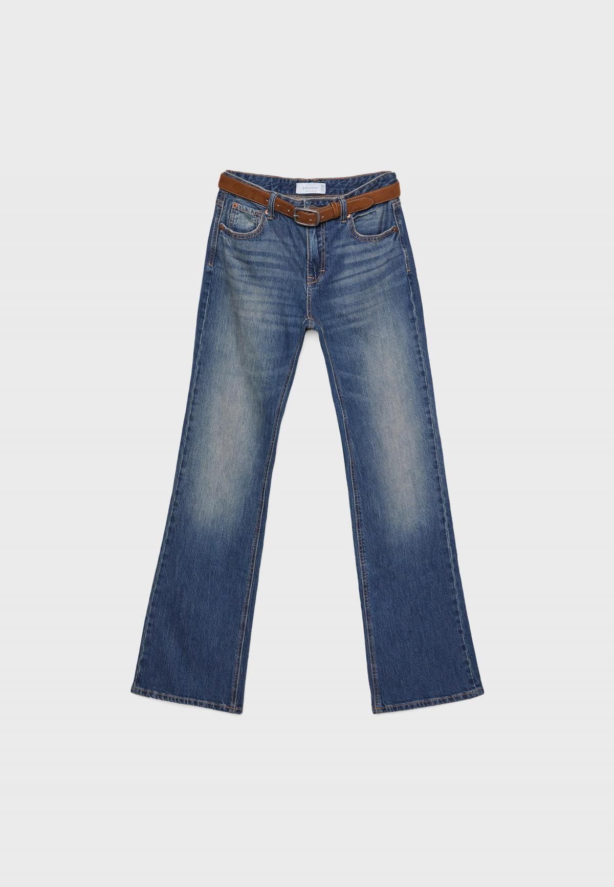 스트라디바리우스 트렌디 벨트 부츠컷 진 4868/663 MEDIUM DENIM WASH - 상세 이미지 4