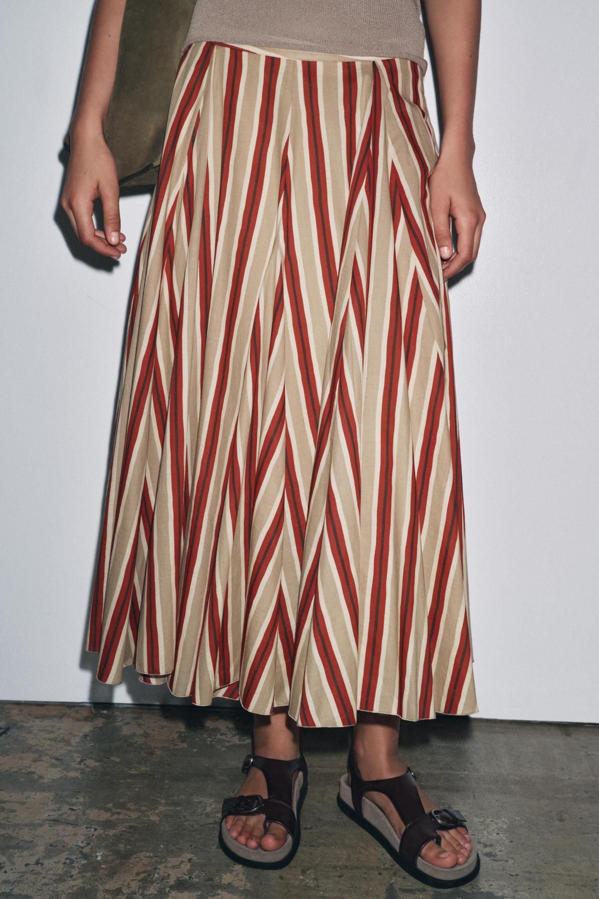 자라 스트라이프 코튼 미디 스커트 8672/044 STRIPED - 상세 이미지 4