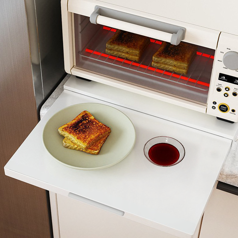 라슈에뜨 슬림 슬라이딩 소형가전 트레이 미니오븐 전자레인지 다용도 수납 선반 화이트