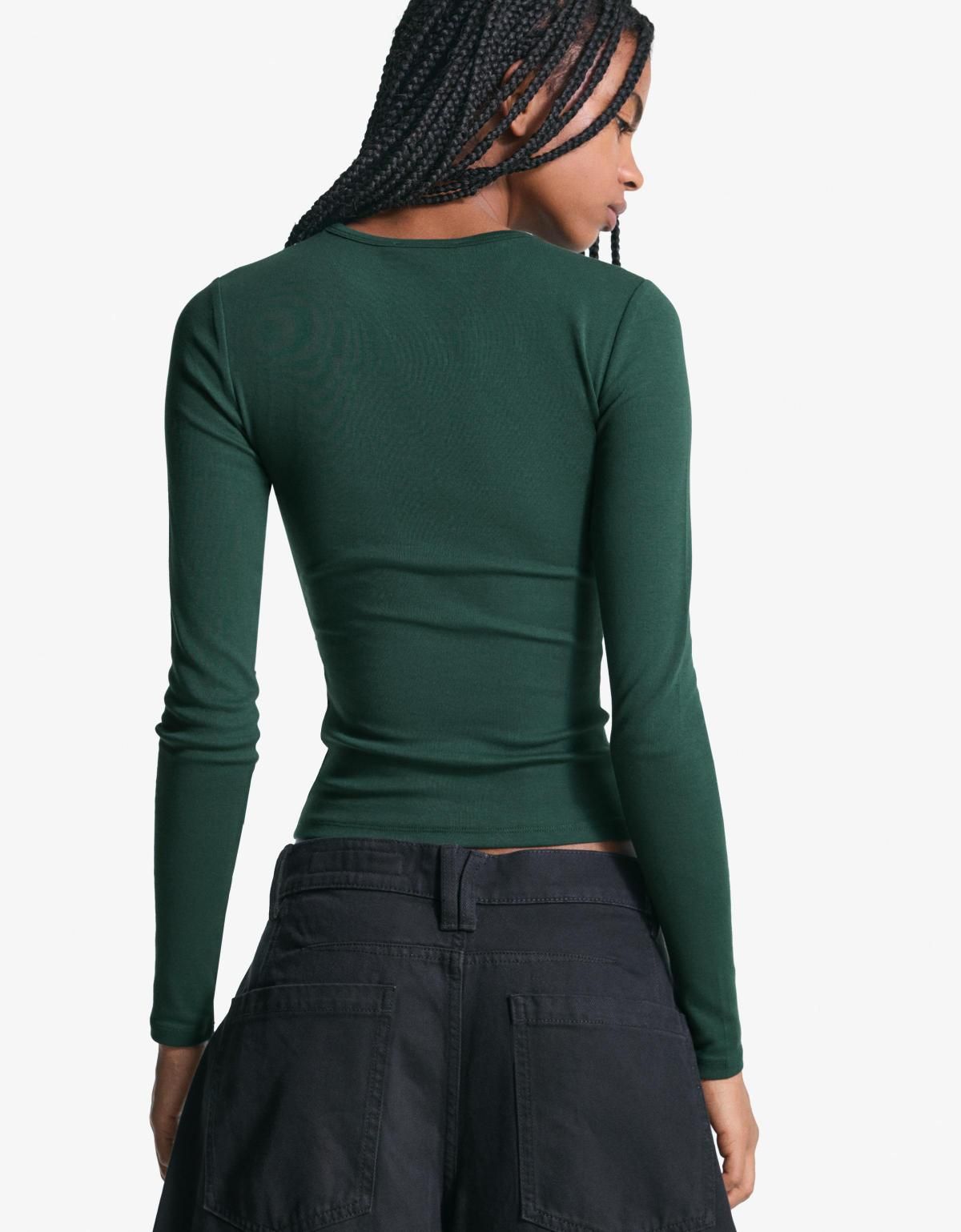 버쉬카 미니멀 베이직 긴팔 티셔츠 7802/152 GREEN - 상세 이미지 5