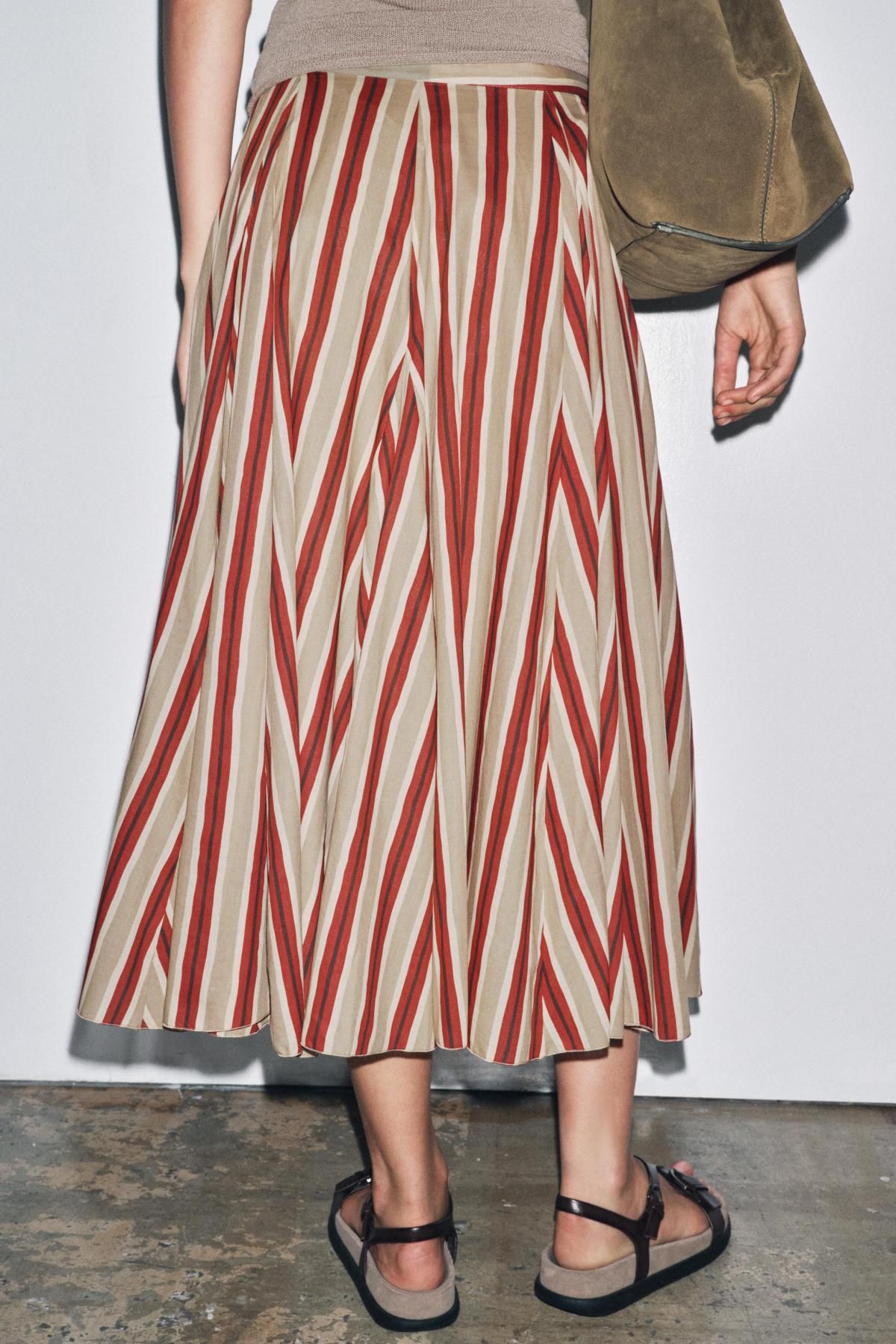 자라 스트라이프 코튼 미디 스커트 8672/044 STRIPED - 상세 이미지 3