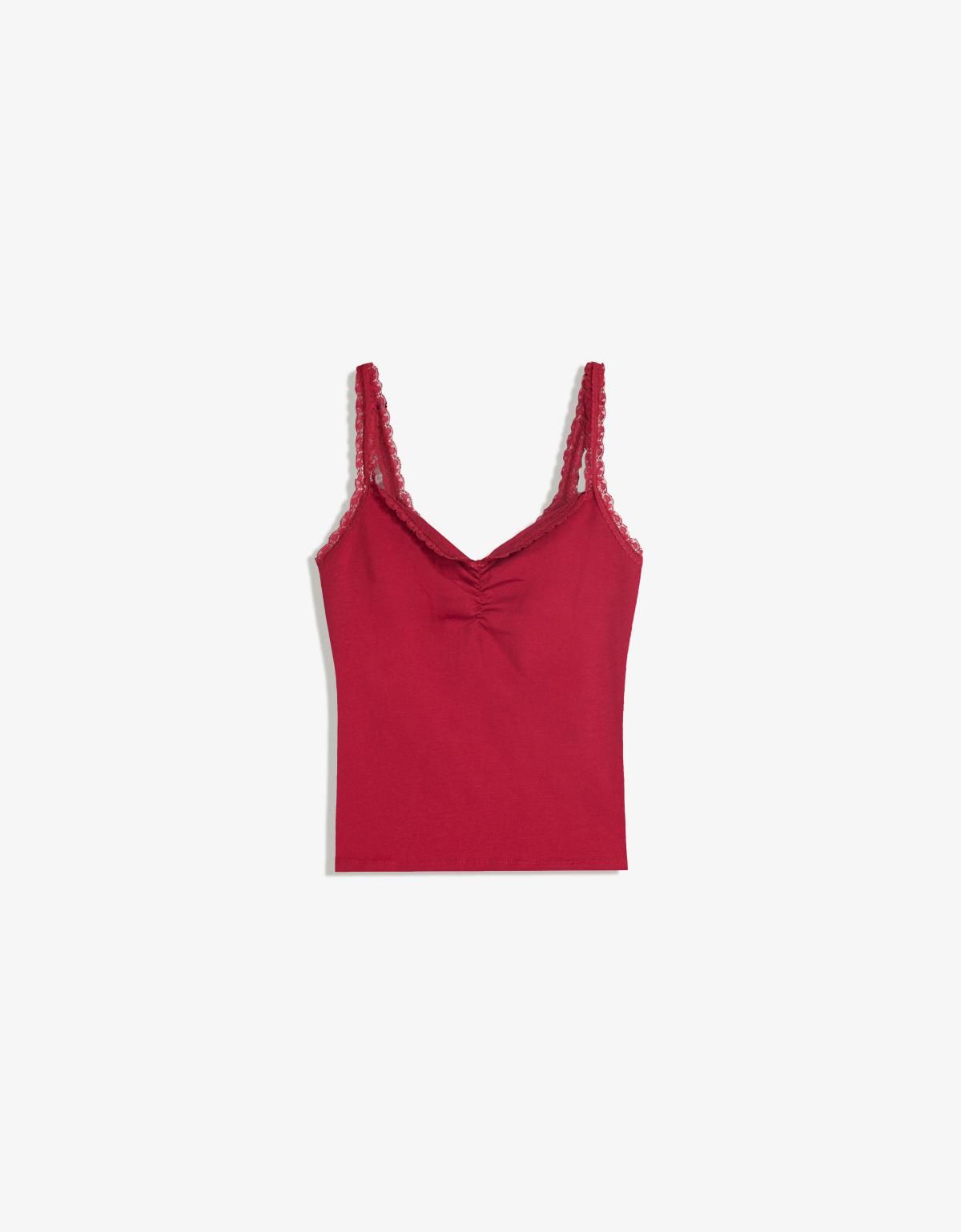 버쉬카 레이스 스트랩 민소매 탑 3942/443 RED - 상품 이미지