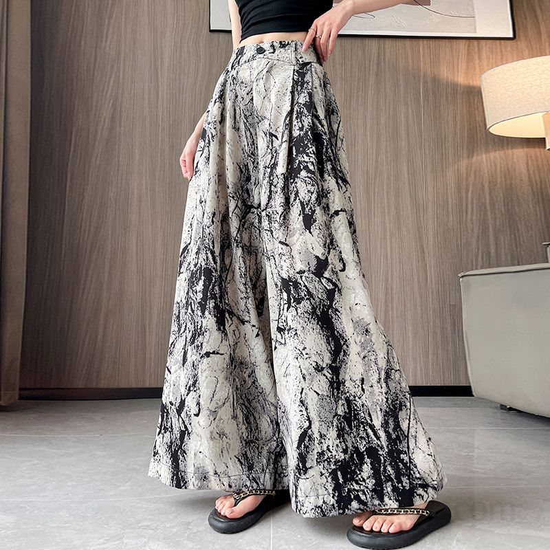 여성 여름 하이웨이스트 와이드팬츠 통기성 좋은 시원한 착용감 루즈핏 데일리 캐주얼 바지 편안한 외출용 모던 스타일 - 상세 이미지 2