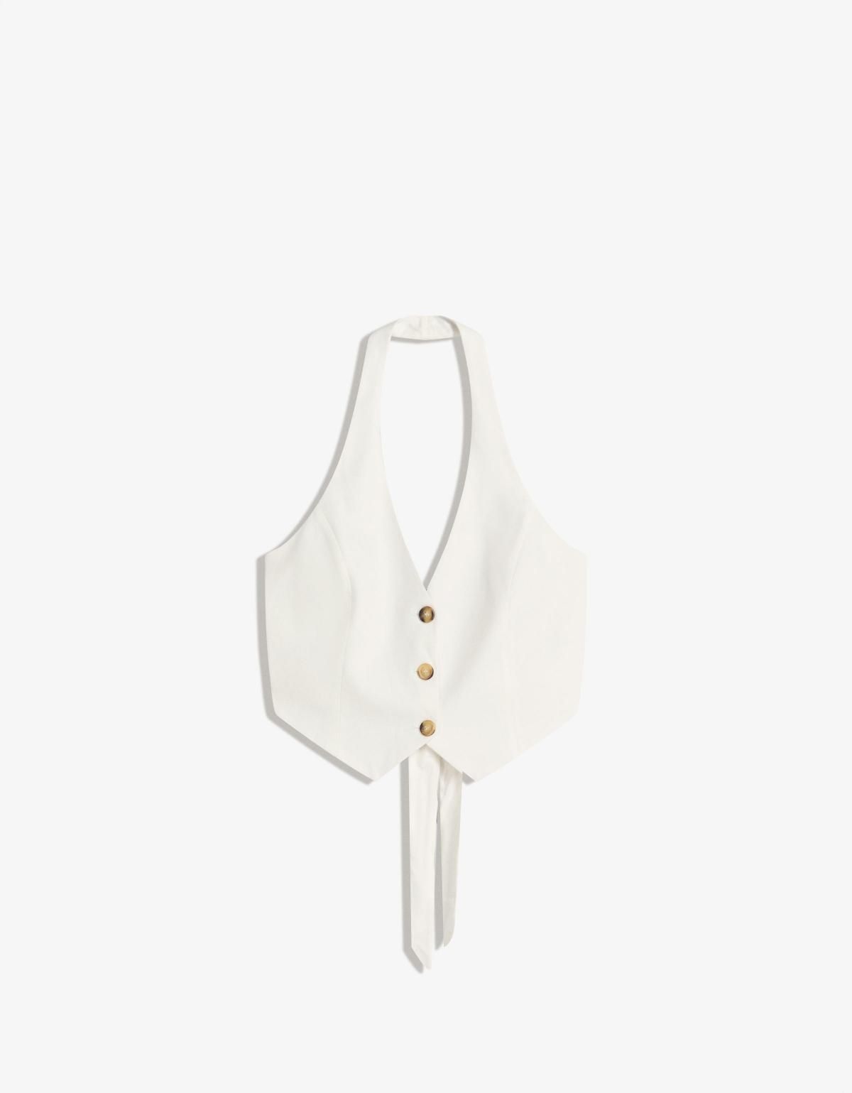 버쉬카 린넨 하프넥 테크니컬 홀터 베스트 8600/692 OFF WHITE - 메인 이미지