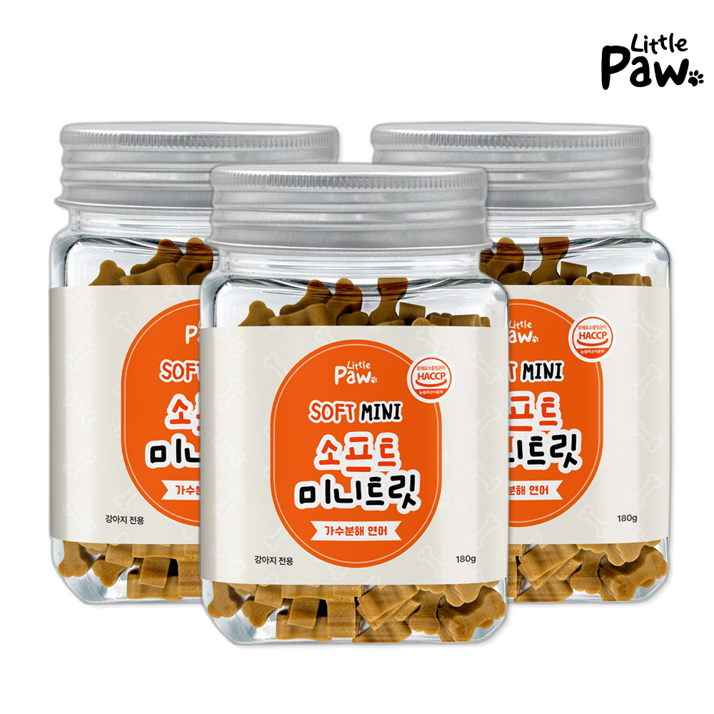 리틀포우 소프트 미니트릿 영양 간식 오메가3 면역력 가수분해 연어, 180g, 3개 - 메인 이미지
