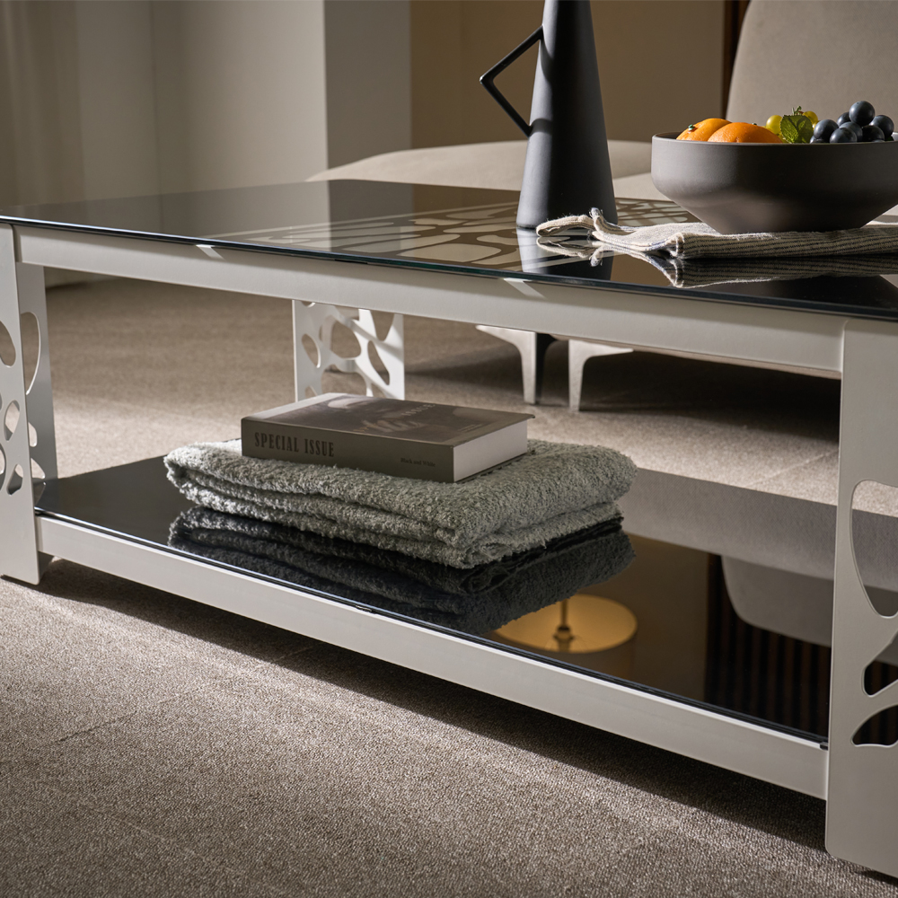 세피아 2단 강화유리 1200 거실테이블 블랙