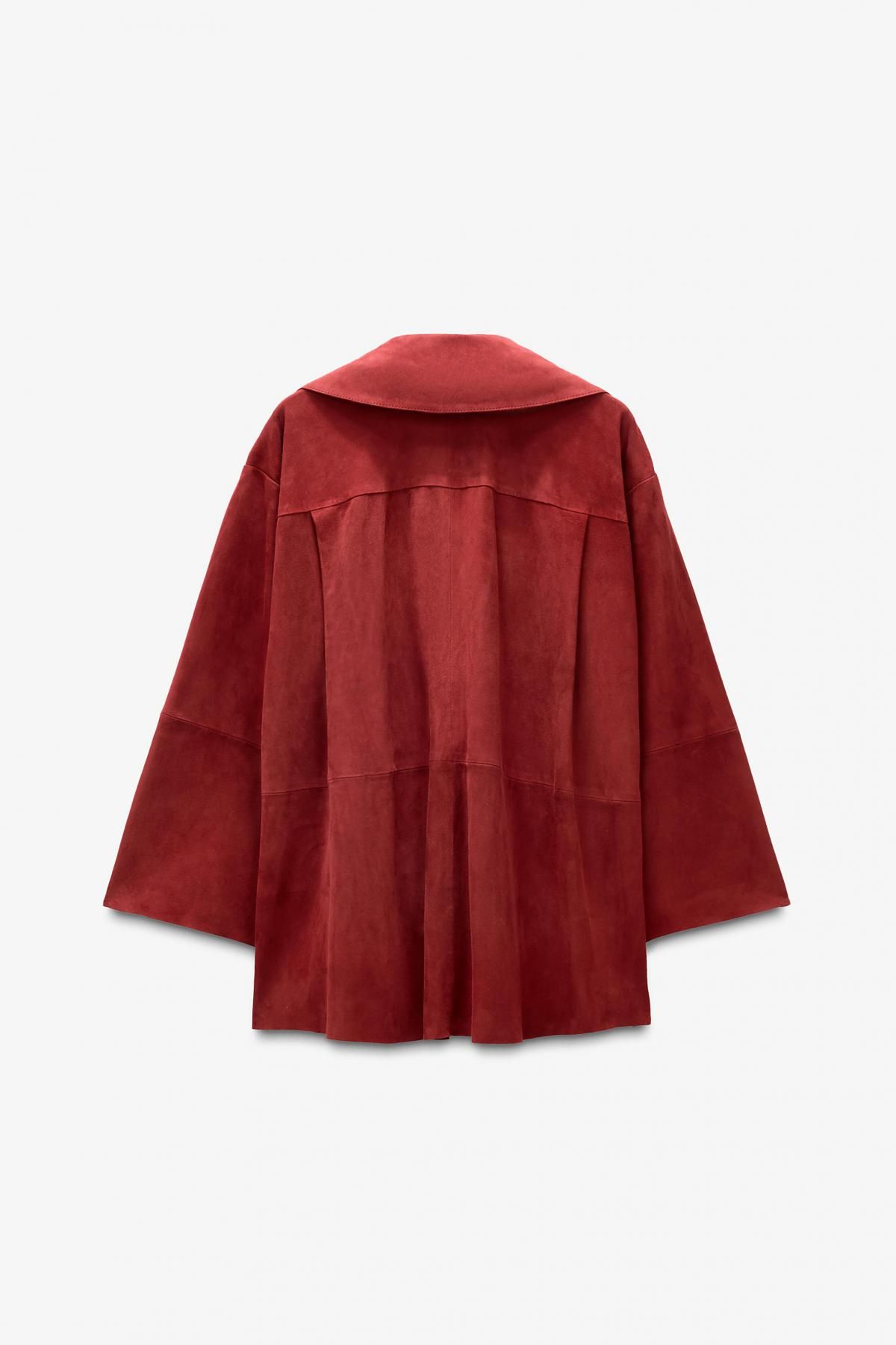 자라 스웨이드 레더 브이넥 포켓 긴팔 셔츠 6098/912 BURGUNDY - 상세 이미지 5
