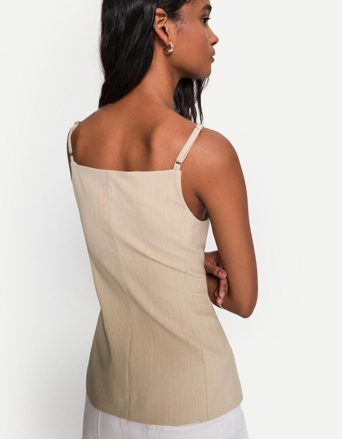 버쉬카 미니멀 스퀘어넥 롱 베스트 3583/692 BEIGE - 상세 이미지 4