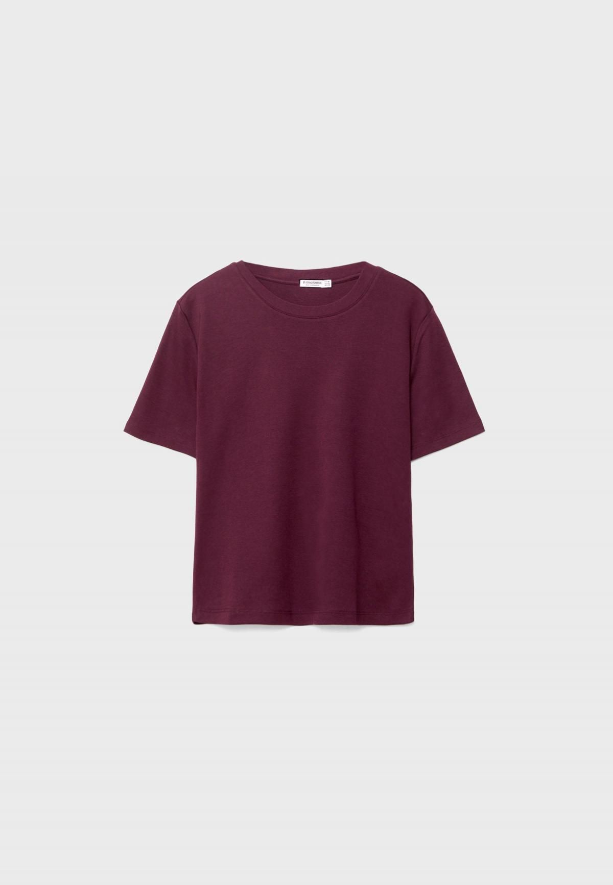 스트라디바리우스 헤비웨이트 베이직 레귤러핏 라운드넥 반팔 티셔츠 버건디 6516/883 AUBERGINE - 메인 이미지