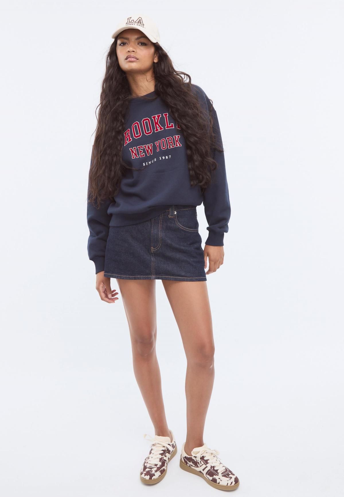 스트라디바리우스 오버핏 레터링 자수 맨투맨 6636/877 NAVY BLUE - 상세 이미지 5