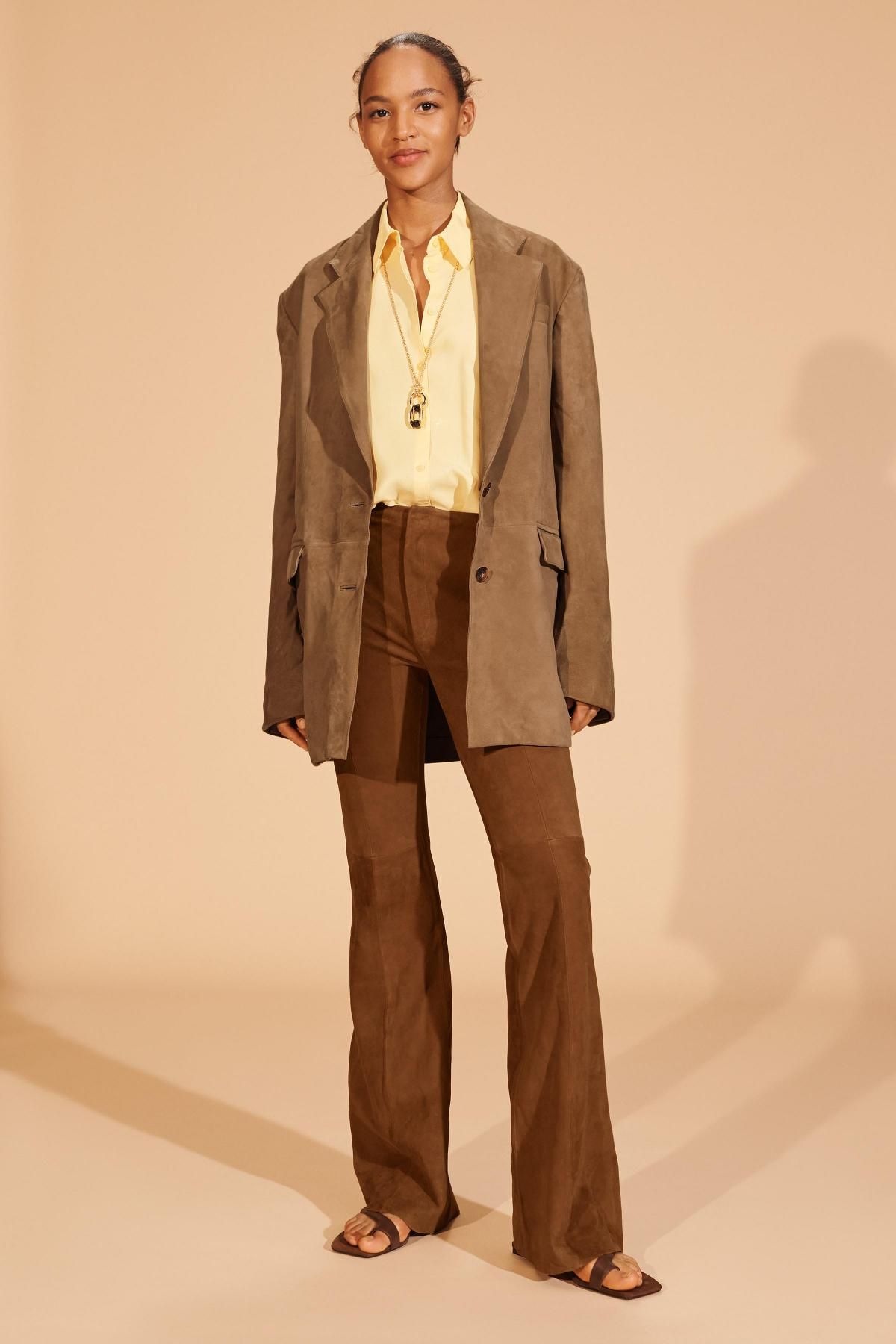 자라 스웨이드 레더 하이웨이스트 플레어 팬츠 0247/902 DARK CAMEL - 상세 이미지 2