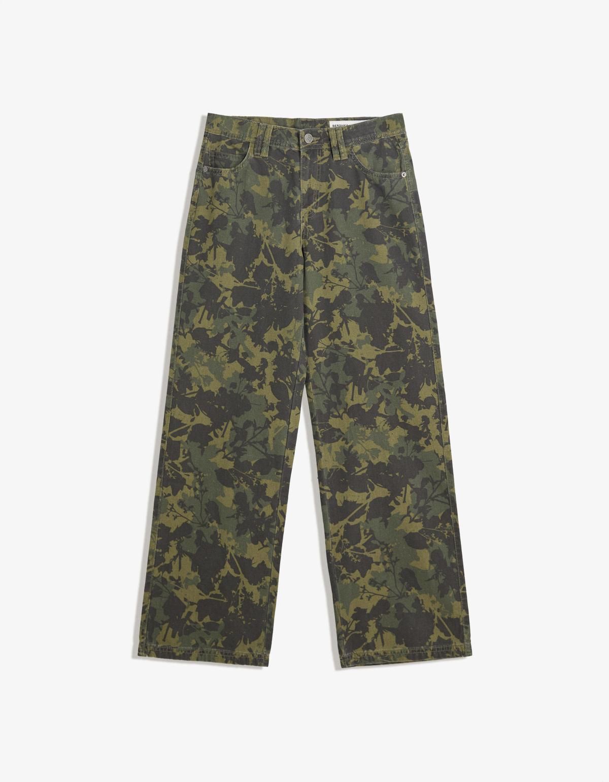 버쉬카 카모플라주 스트레이트핏 프린트 와이드 팬츠 5288/388 KHAKI - 상품 이미지