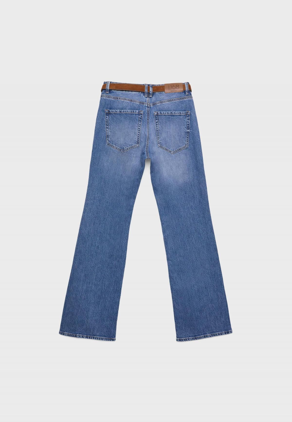 스트라디바리우스 트렌디 벨트 미드라이즈 부츠컷 청바지 4868/663 MEDIUM BLUE DENIM - 상세 이미지 3