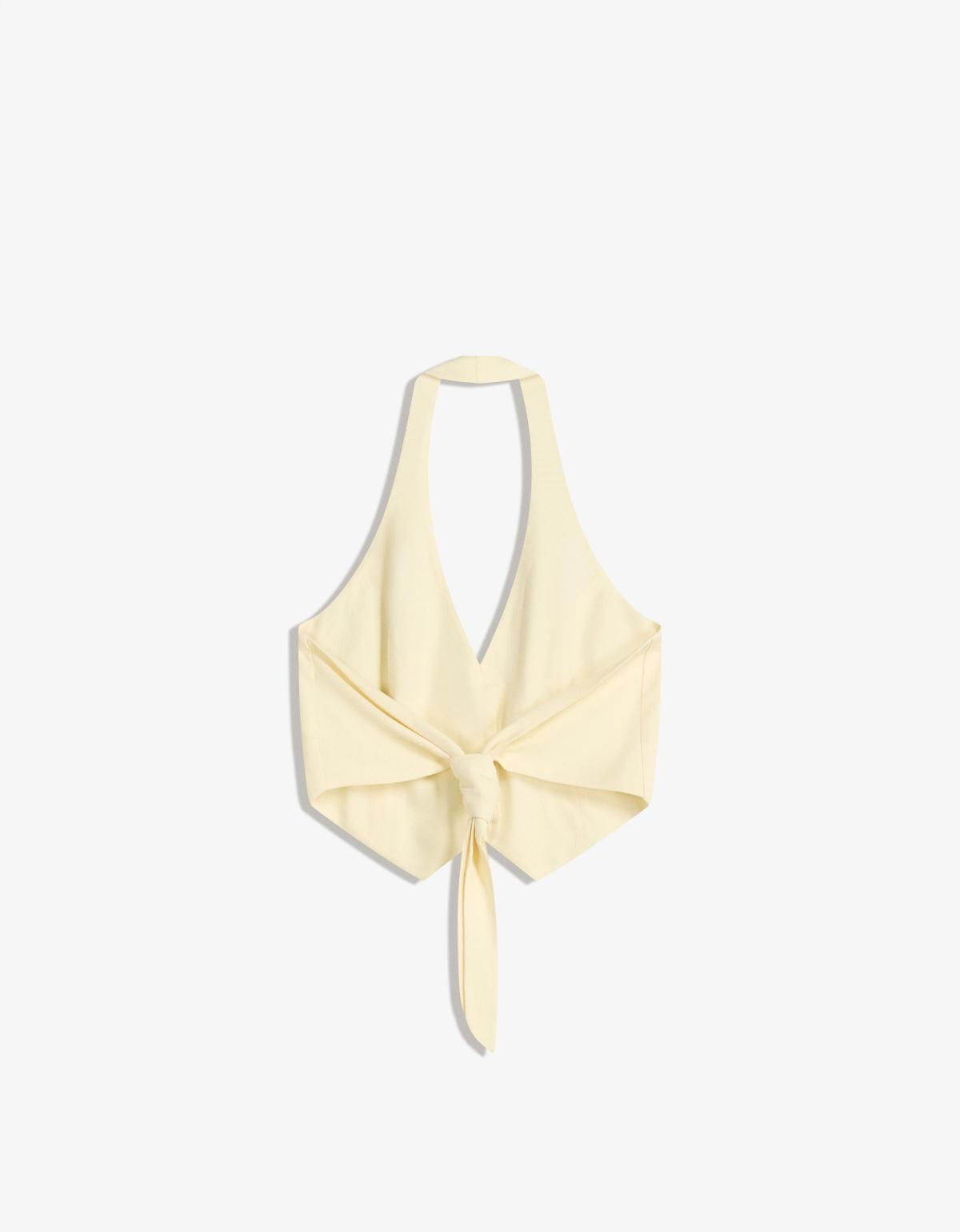 버쉬카 아이보리 린넨 홀터넥 베스트 8600/692 BEIGE - 상세 이미지 5