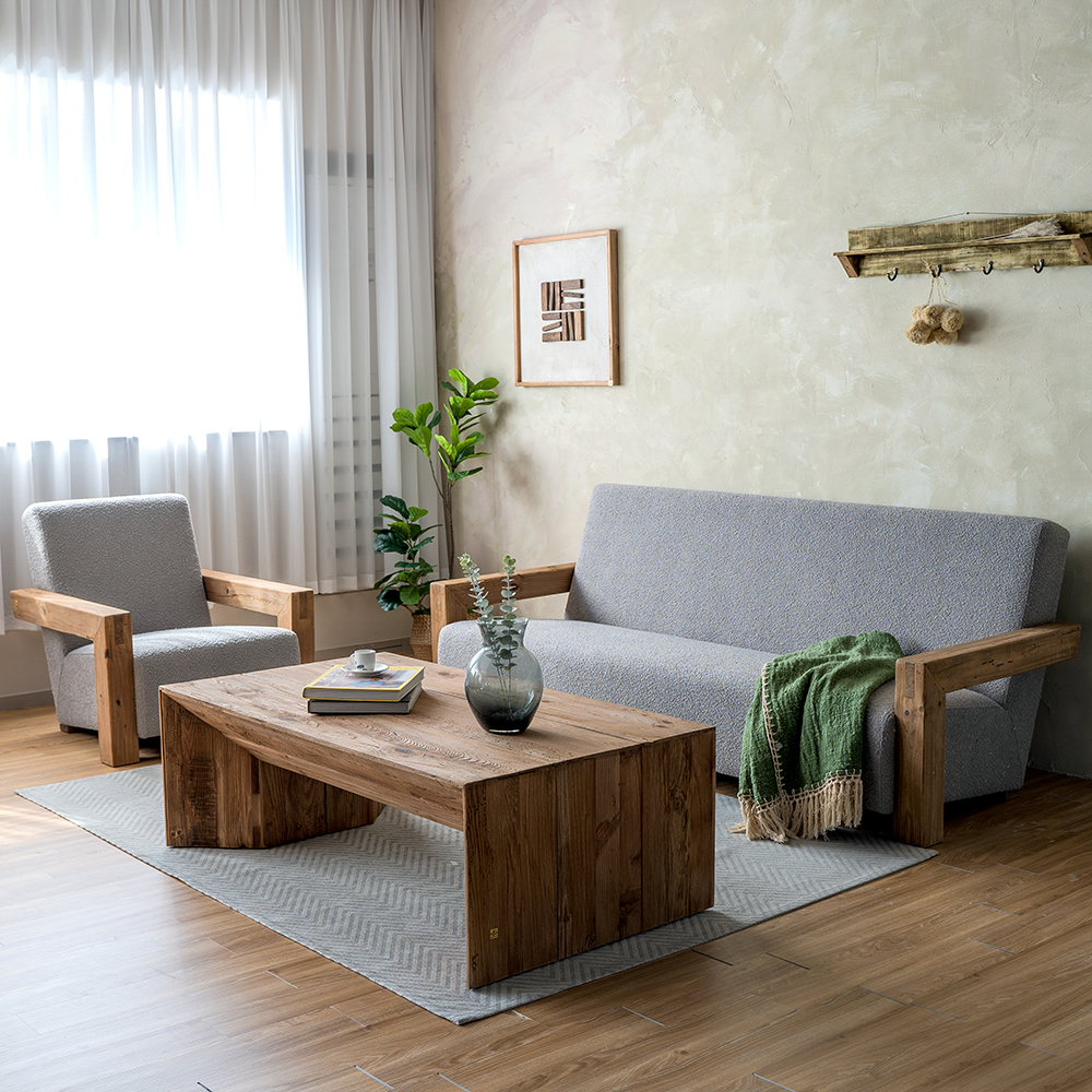 비올라 고재 원목 패브릭 소파 3인용 1인용