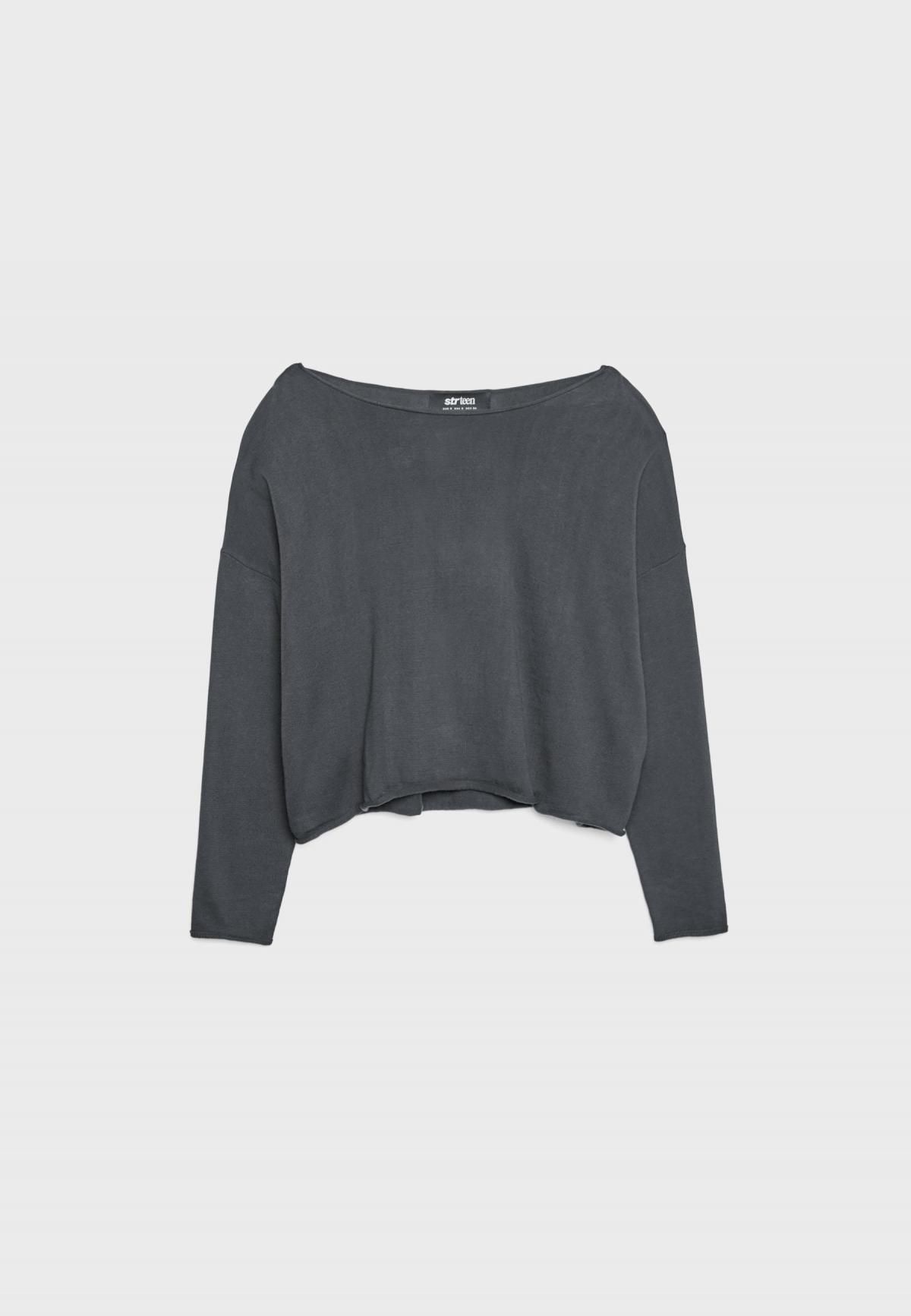 스트라디바리우스 크롭 보트넥 심리스 니트 스웨터 8532/600 DARK GREY - 상품 이미지