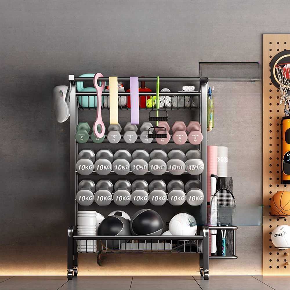 운동용품 거치대 헬스장 랙 요가매트 정리 스탠드 5층-78x42x112cm - 상세 이미지 2