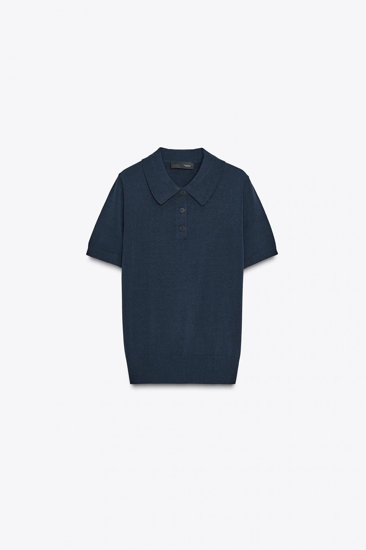 자라 반팔 니트 폴로 탑 2142/019 NAVY BLUE