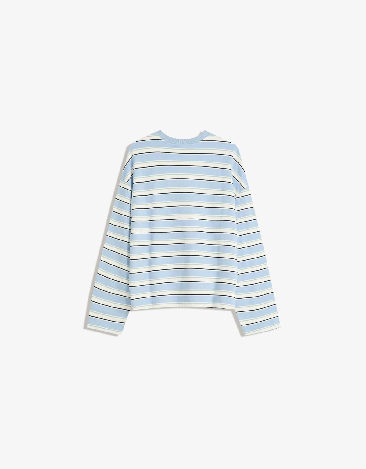 버쉬카 스트라이프 라운드넥 니트 긴팔 캐주얼 스웨터 7073/190 LIGHT BLUE - 상세 이미지 2