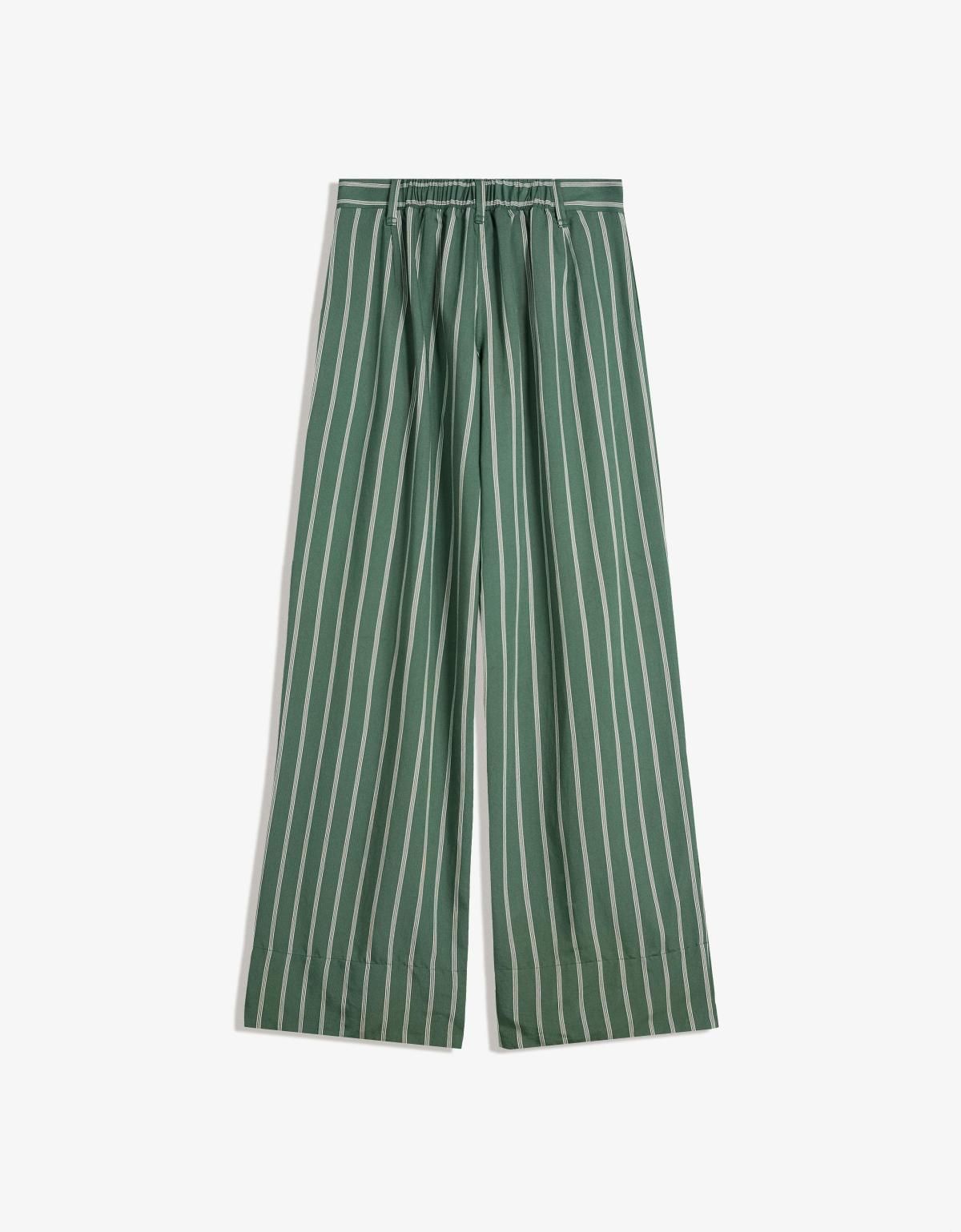 버쉬카 스트라이프 와이드핏 플리츠 팬츠 5122/172 GREEN - 상세 이미지 5