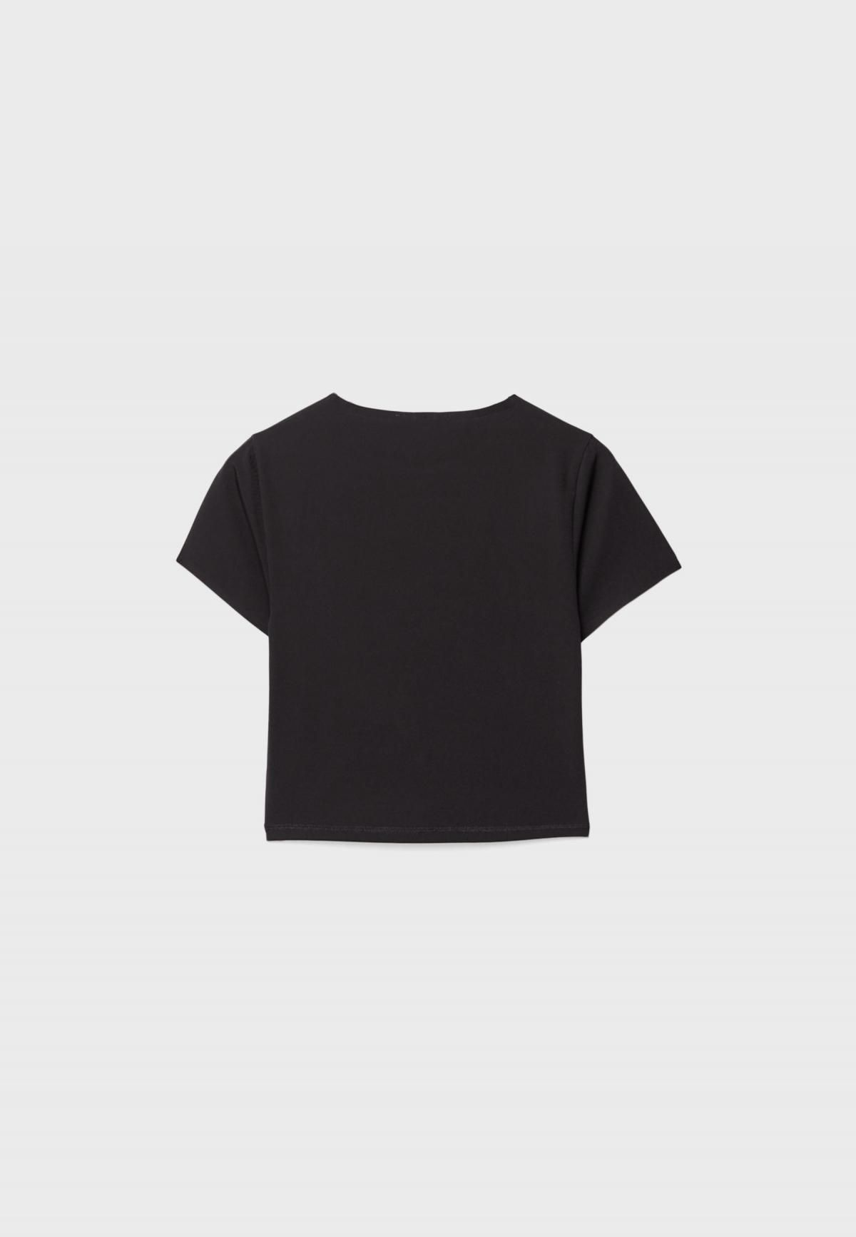 스트라디바리우스 베이직 폴리아미드 크롭 반팔 티셔츠 블랙 8689/727 BLACK - 상세 이미지 3