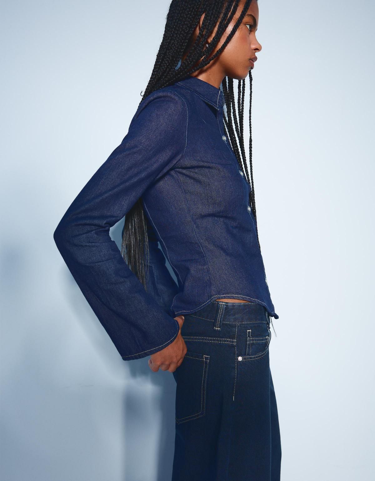 버쉬카 데님 캐주얼 긴팔 셔츠 6252/335 NAVY - 상세 이미지 2