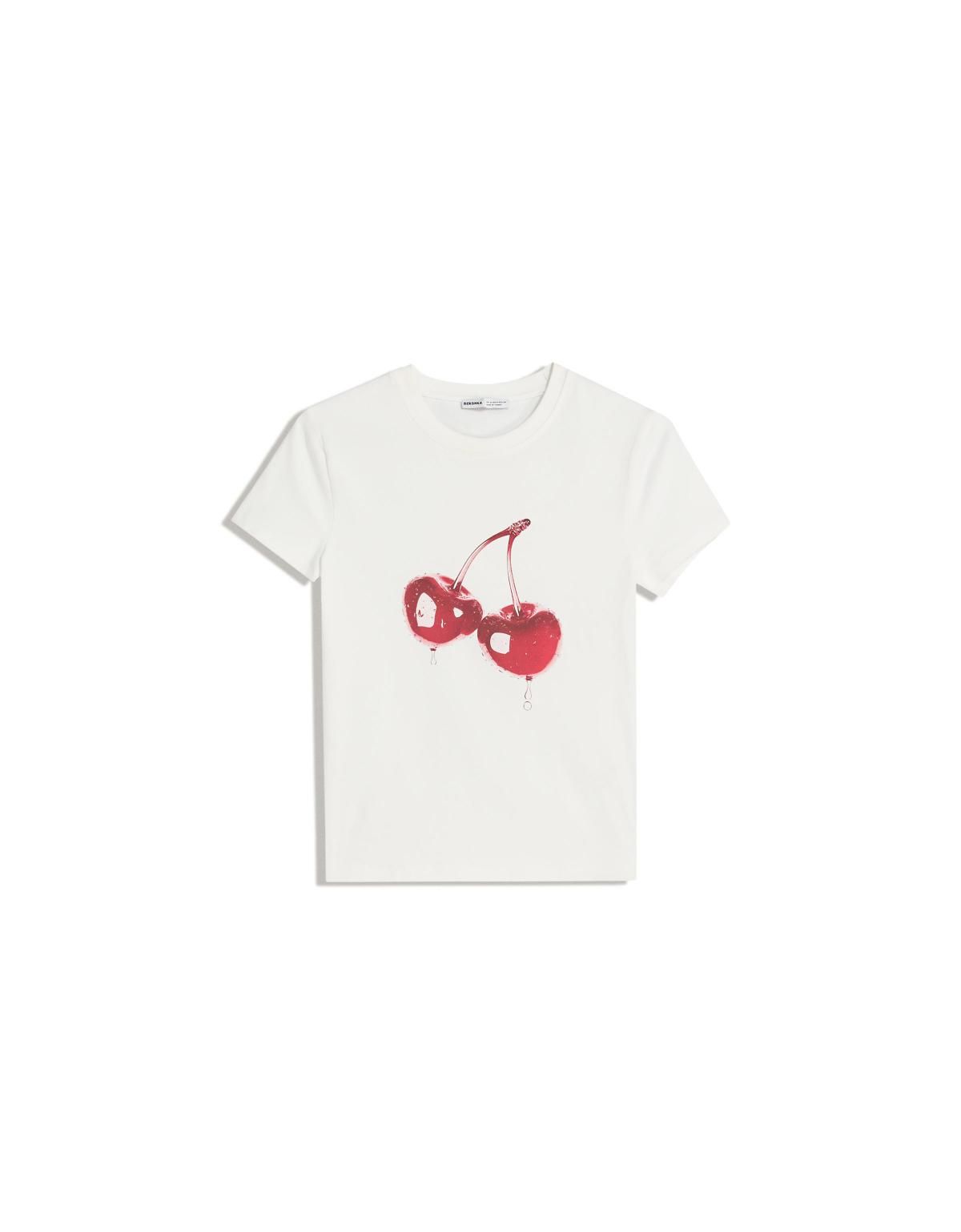버쉬카 프린트 반팔 티셔츠 체리 그래픽 화이트 7824/187 OFF WHITE - 상세 이미지 3