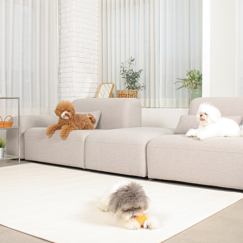 초코펫하우스 강아지 매트 논슬립 레더 매트 중형 아이보리 펫 카페트 러그 미끄럼방지